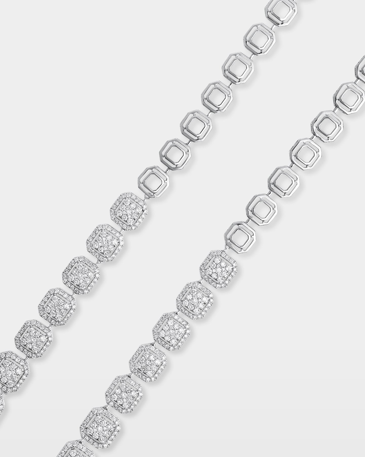 Mens Square Cluster Half Diamond Link Chain | The Ice Champ Jewelry DFW