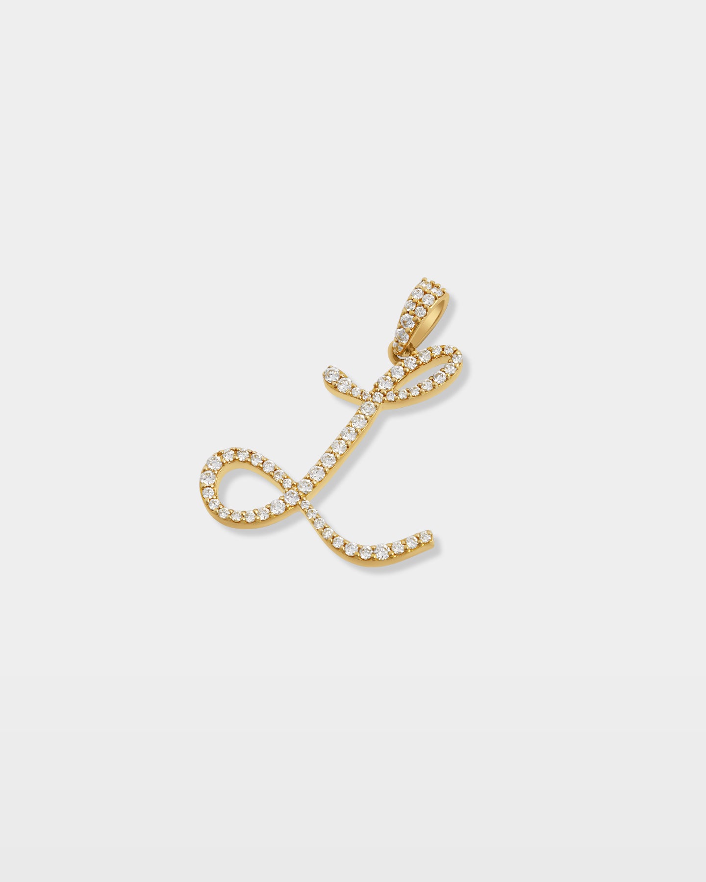 Yellow Gold "L" Diamond Initial Pendant | The Ice Champ Grapevine
