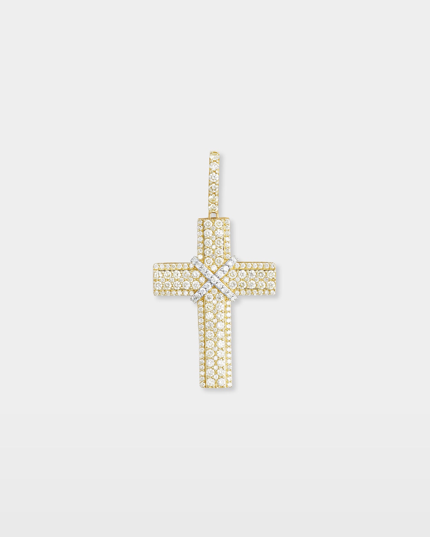 Two Tone Pavé Diamond Cross Pendant