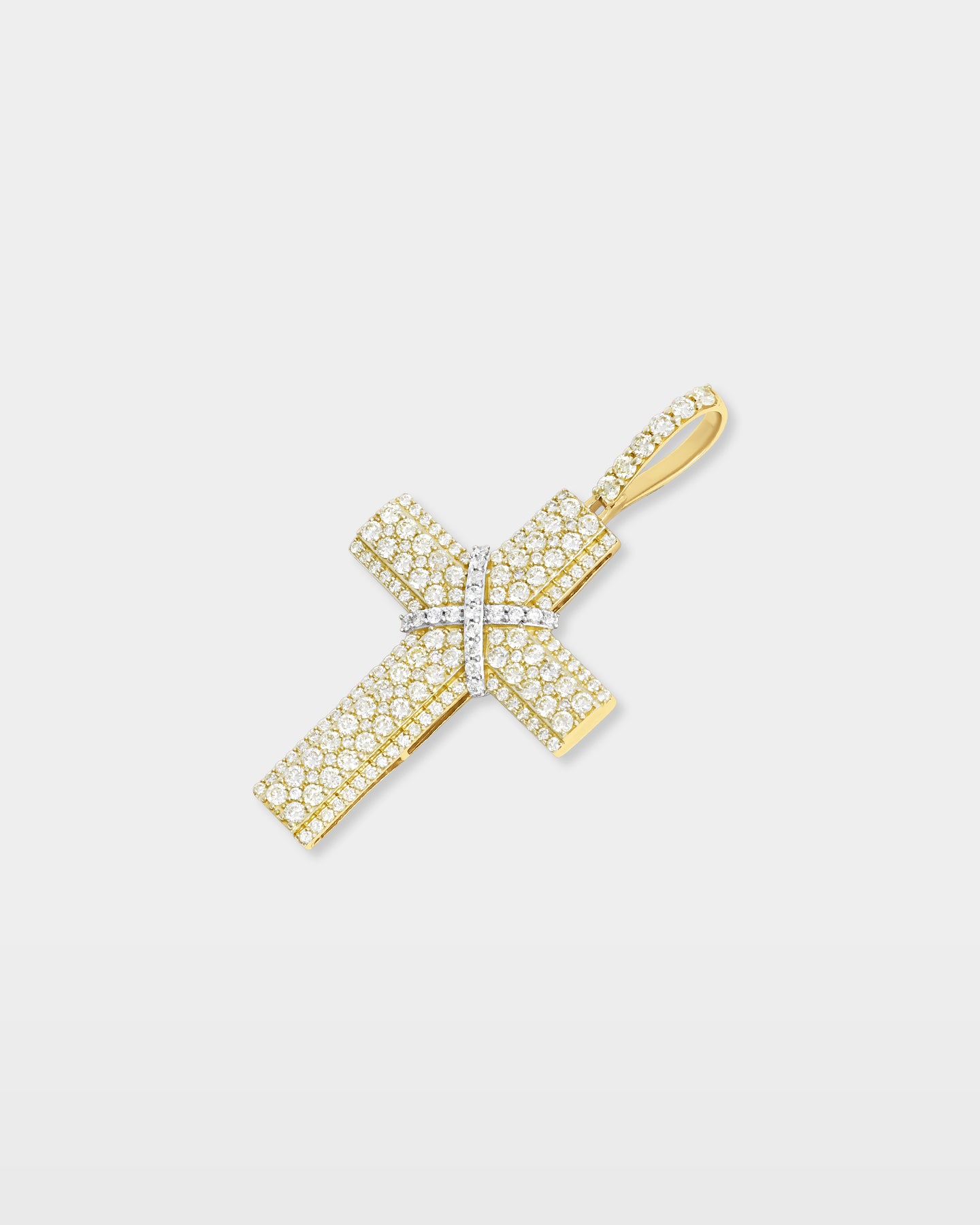 Two Tone Pavé Diamond Cross Pendant