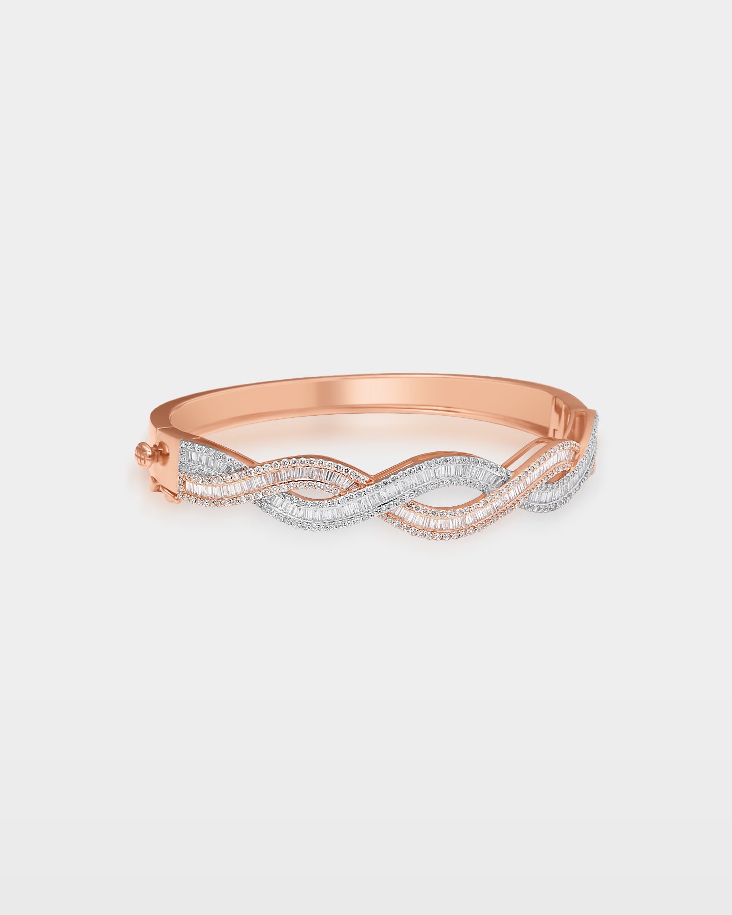 Two-Tone Twisted Diamond Bangle