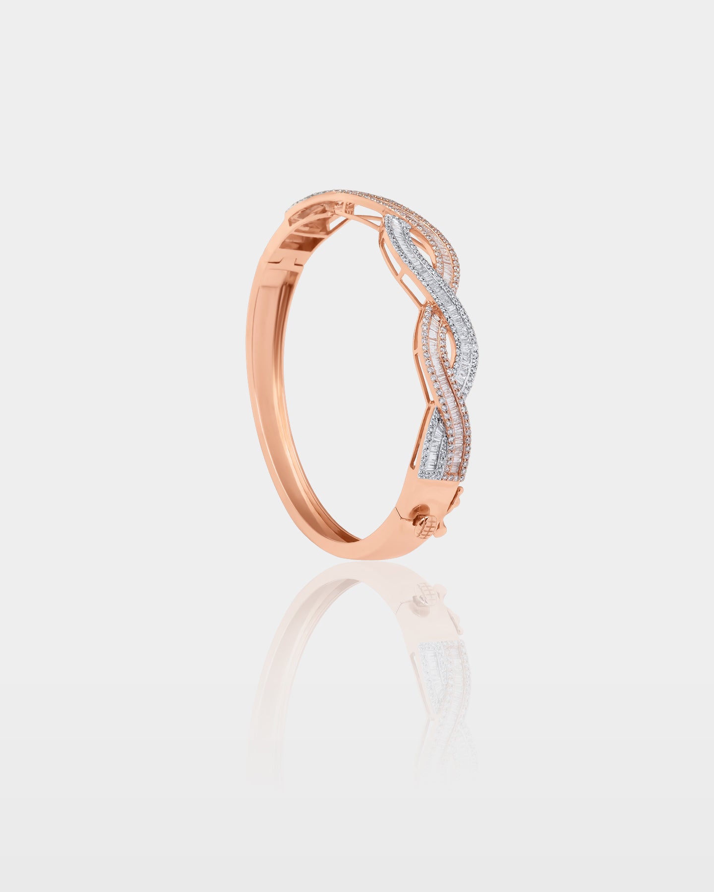 Two-Tone Twisted Diamond Bangle