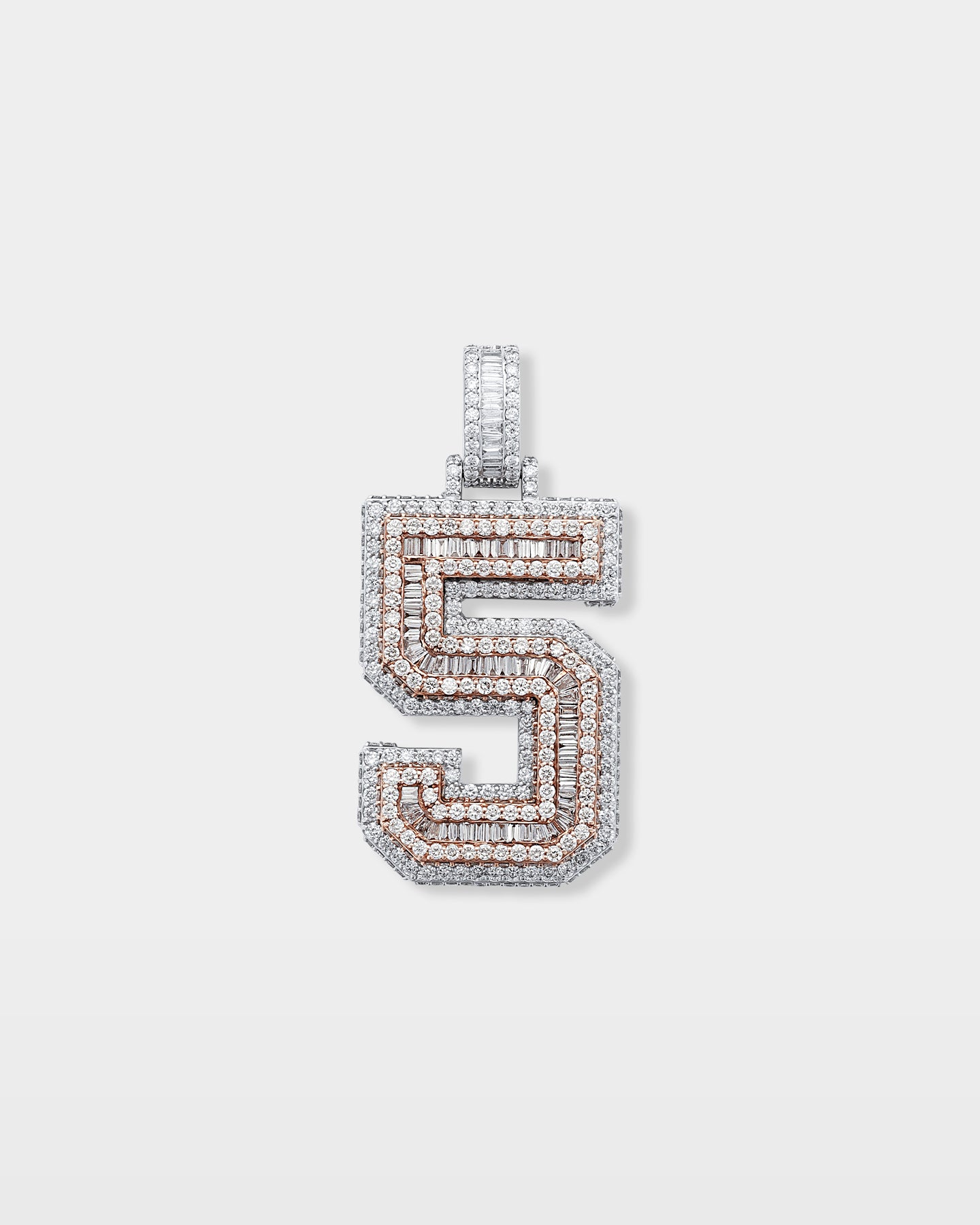 '5' Diamond Number Pendant | The Ice Champ Two Tone Men's Jewelry DFW