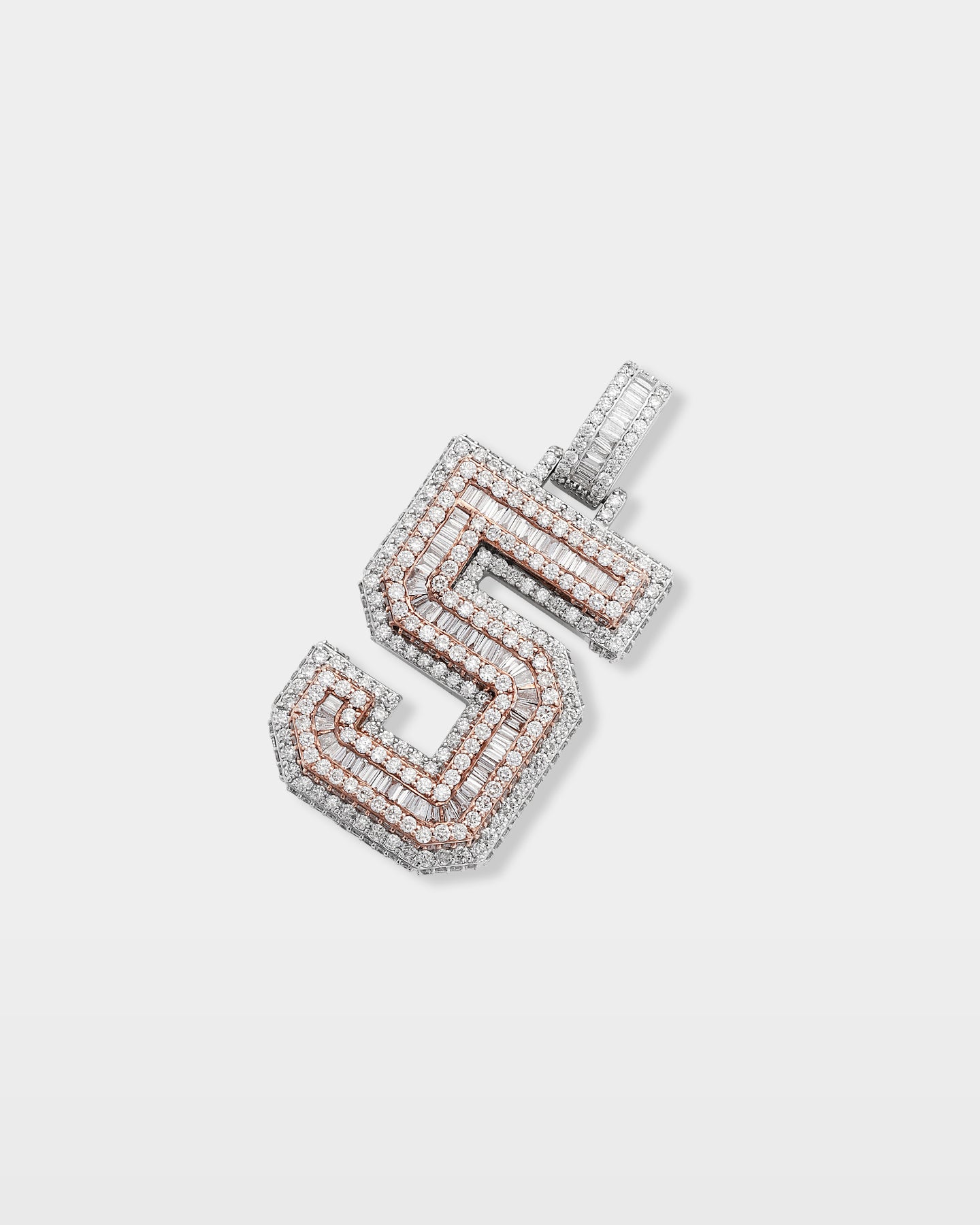 '5' Diamond Number Pendant | The Ice Champ Two Tone Men's Jewelry DFW