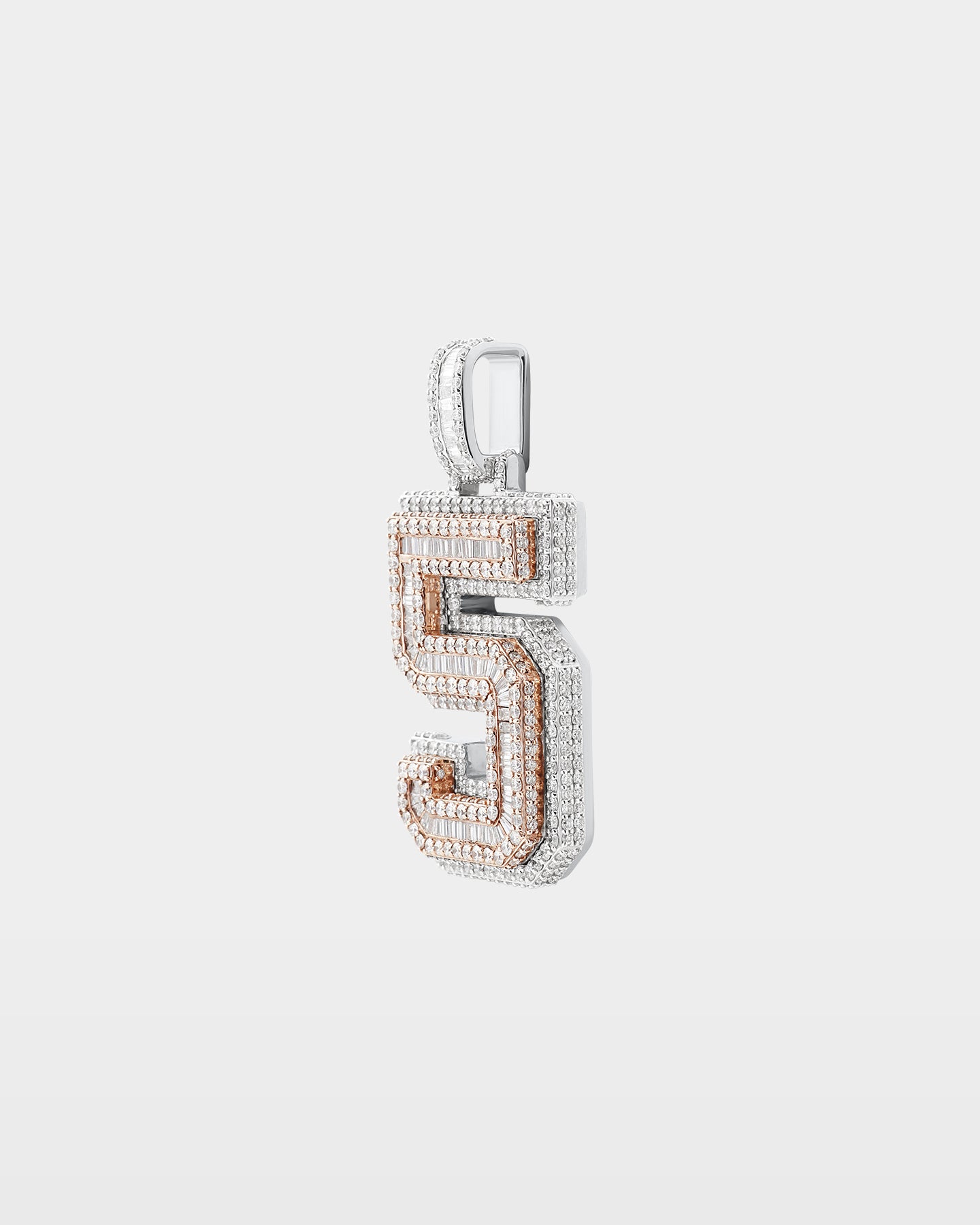 '5' Diamond Number Pendant | The Ice Champ Two Tone Men's Jewelry DFW