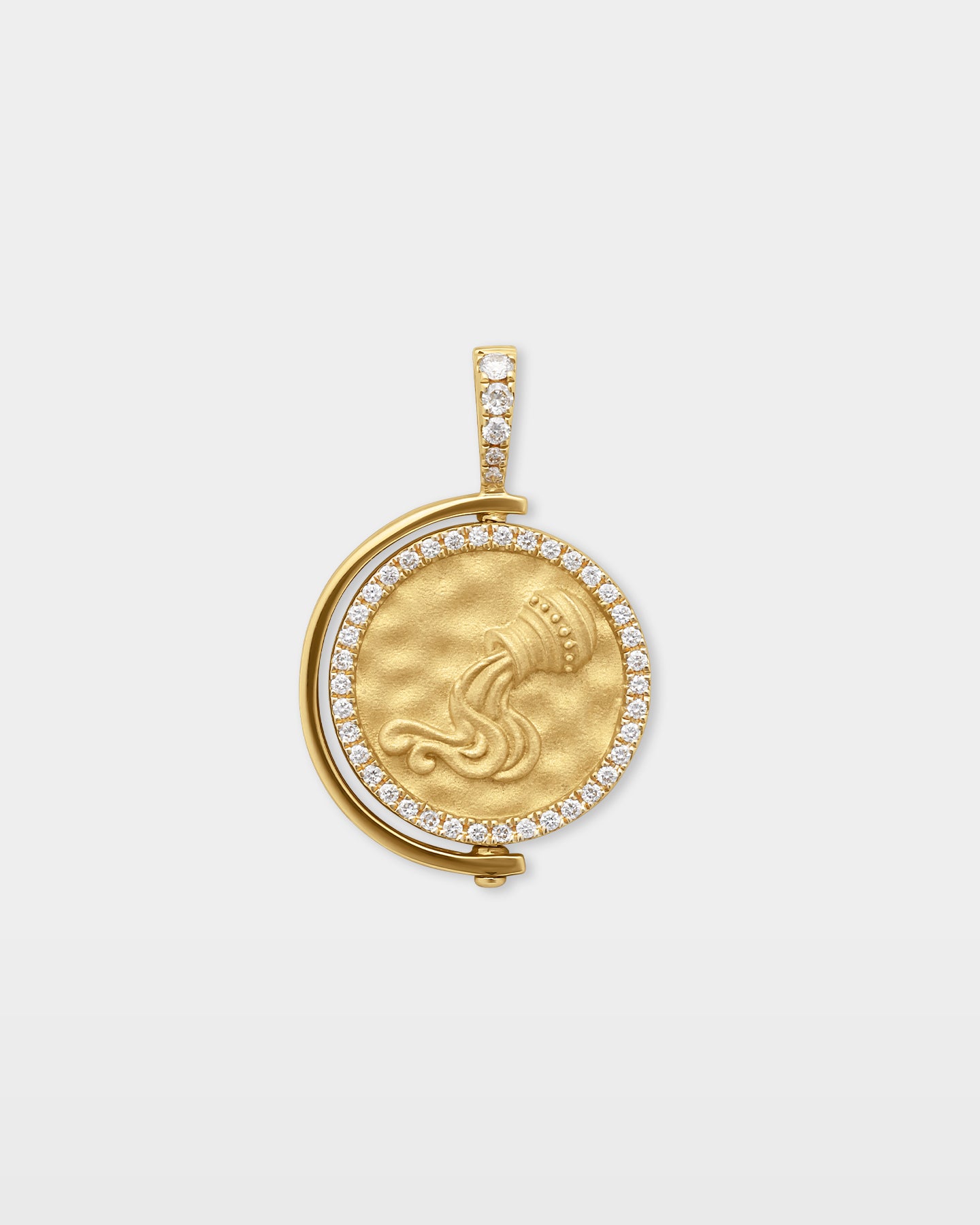 Aquarius Zodiac Diamond Pendant | The Ice Champ Gold Jewelry DFW