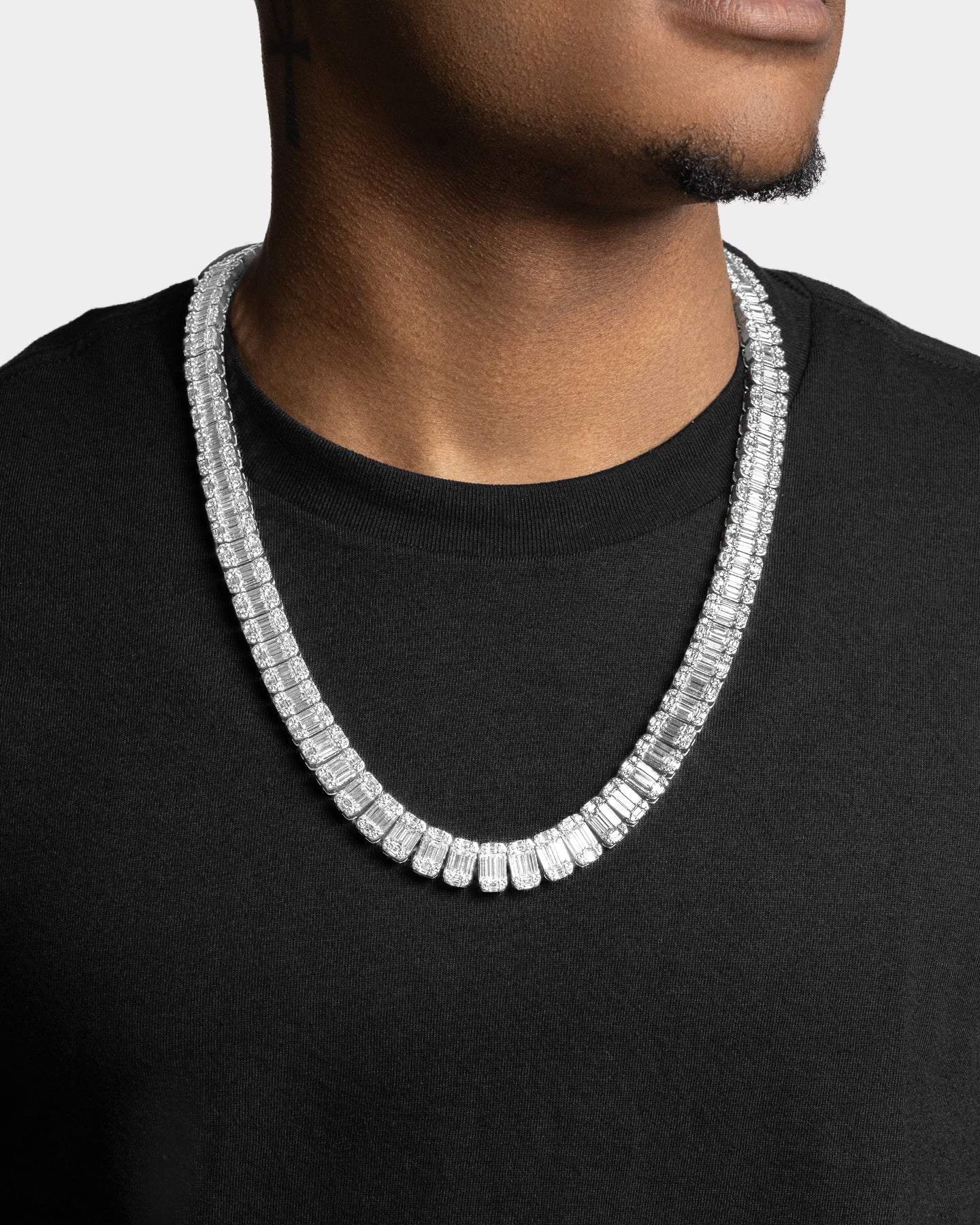 Baguette Diamond Tennis Necklace | The Ice Champ
