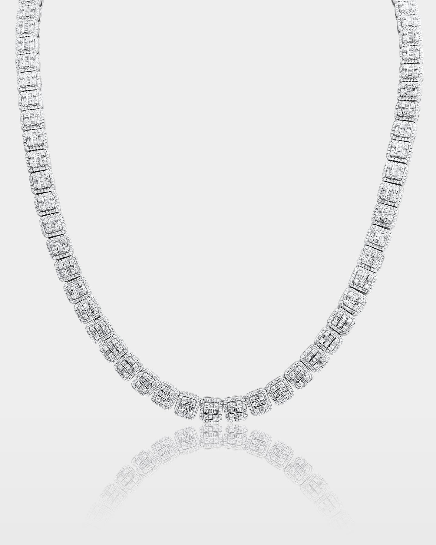 Baguette and Round Diamond Chain Necklace | The Ice Champ Dallas, TX