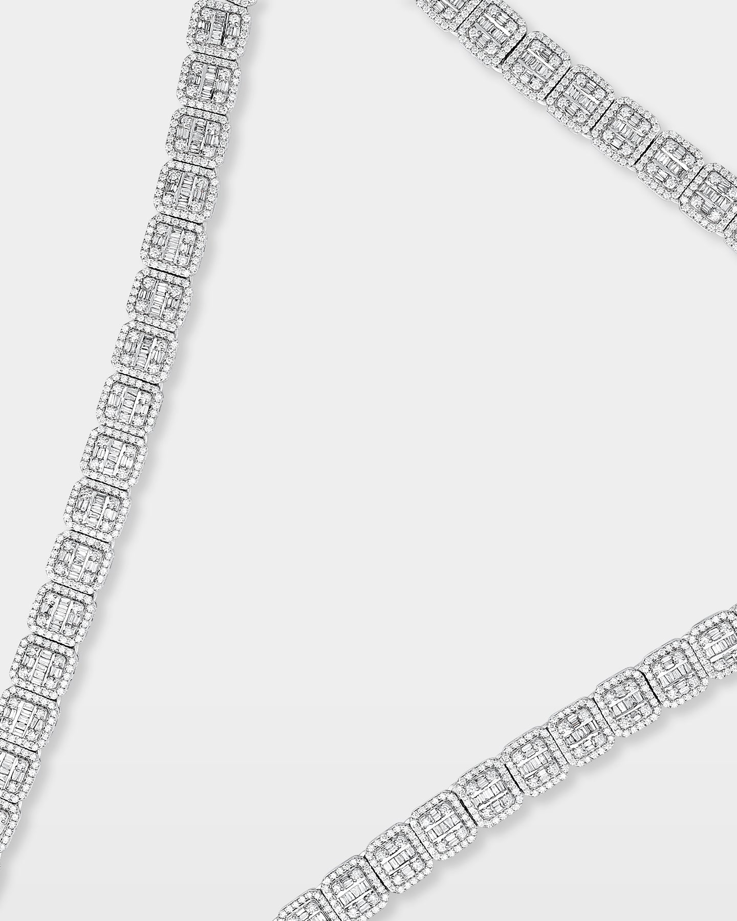 Baguette and Round Diamond Chain Necklace | The Ice Champ