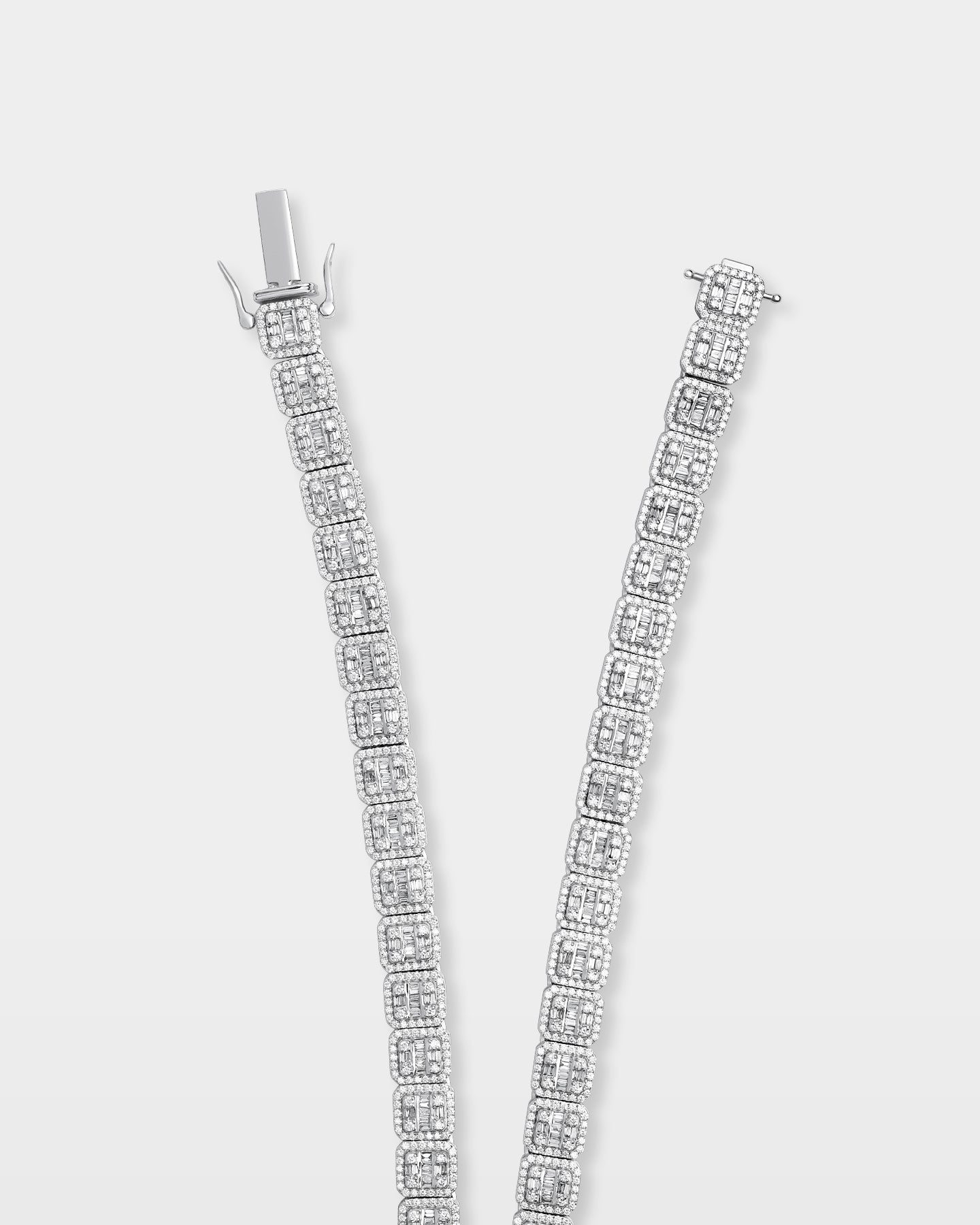 Baguette and Round Diamond Chain Necklace | The Ice Champ Dallas, TX