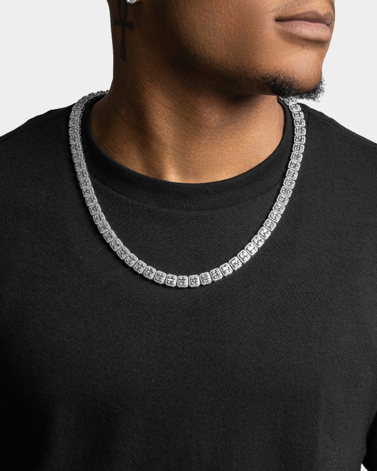 Baguette and Round Diamond Chain Necklace | The Ice Champ Texas