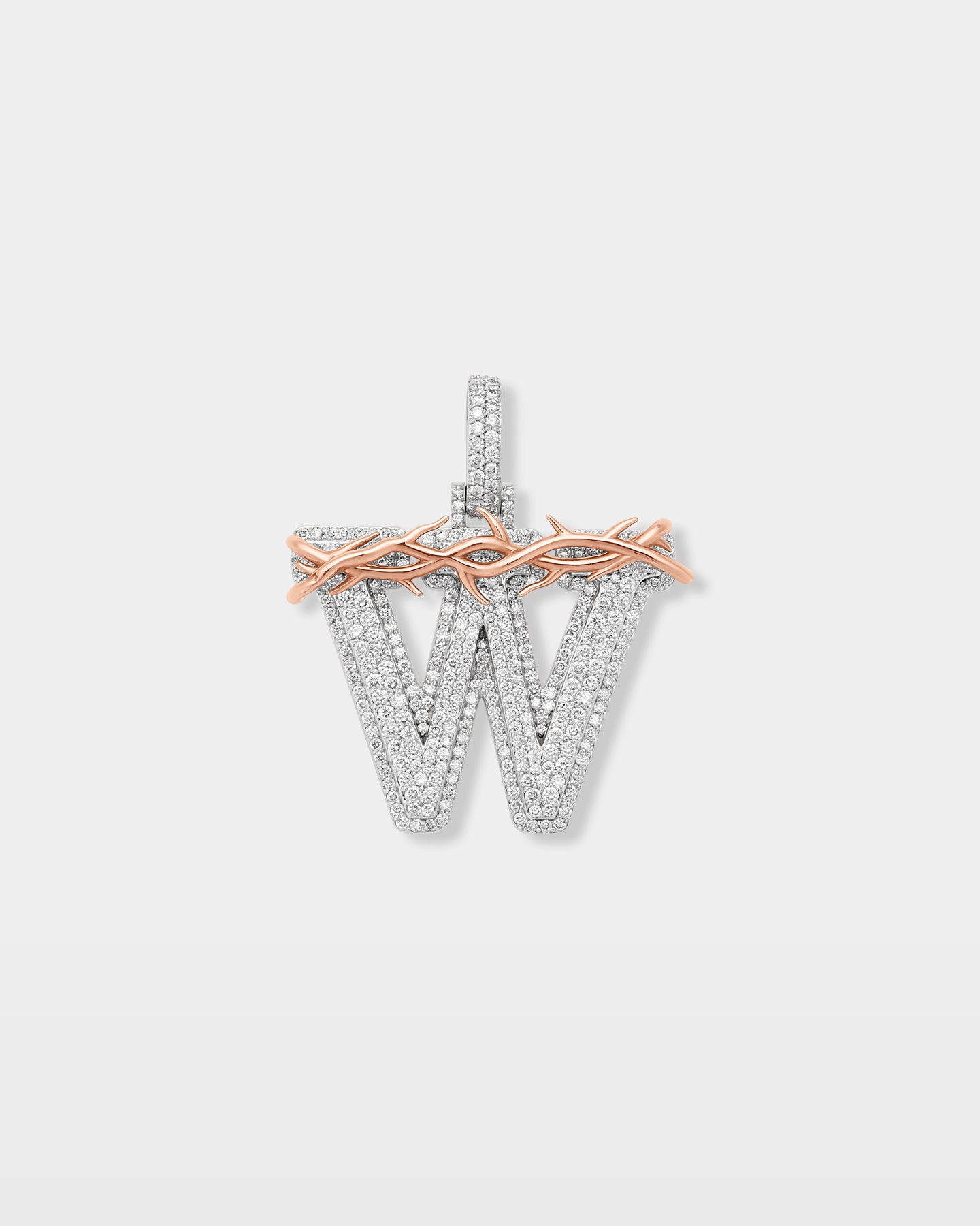 Barbed Wire "W" Letter Diamond Pendant | The Ice Champ Custom Jewelry DFW