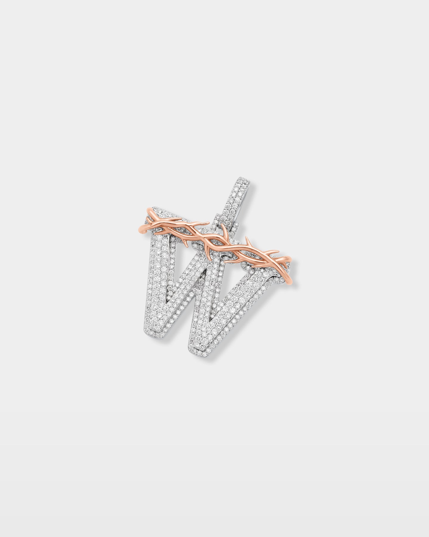 Barbed Wire "W" Letter Diamond Pendant | The Ice Champ Custom Jewelry DFW