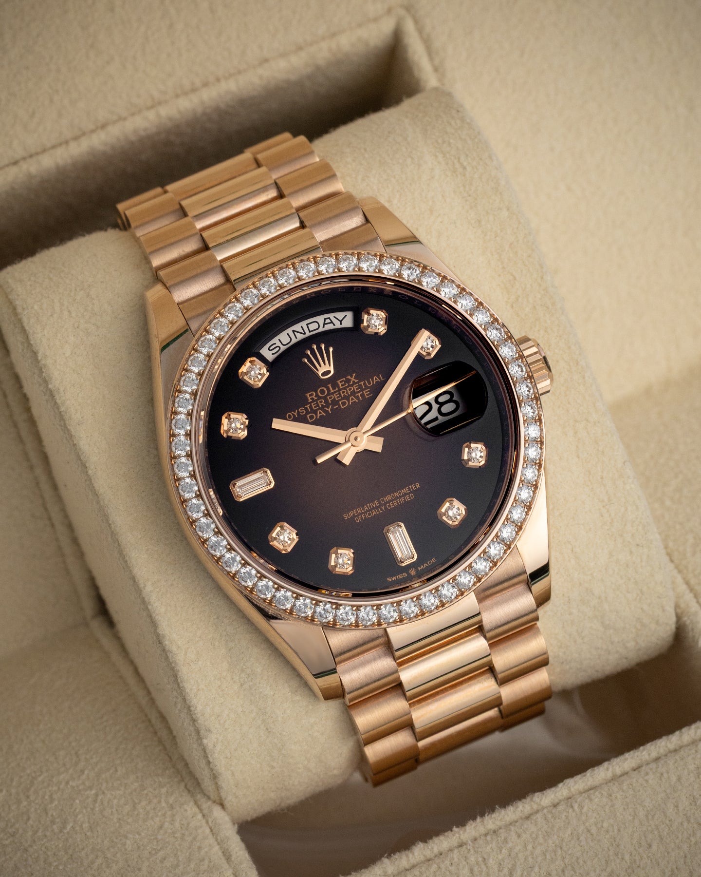 Ombré Diamond Rolex Day-Date 36 128345RBR | The Ice Champ USA