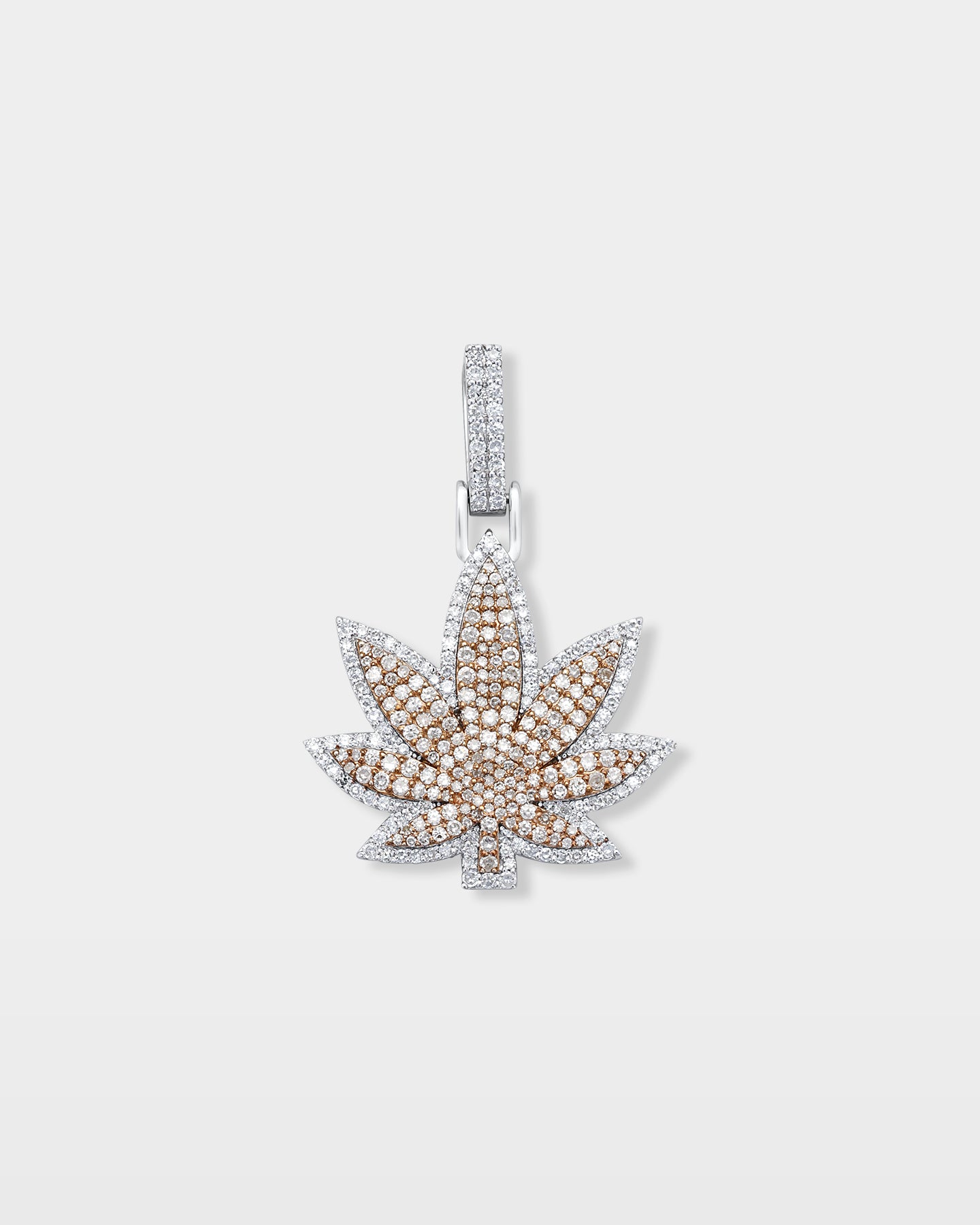 Two Tone Weed Leaf Diamond Pendant | The Ice Champ Diamond Jewelry DFW