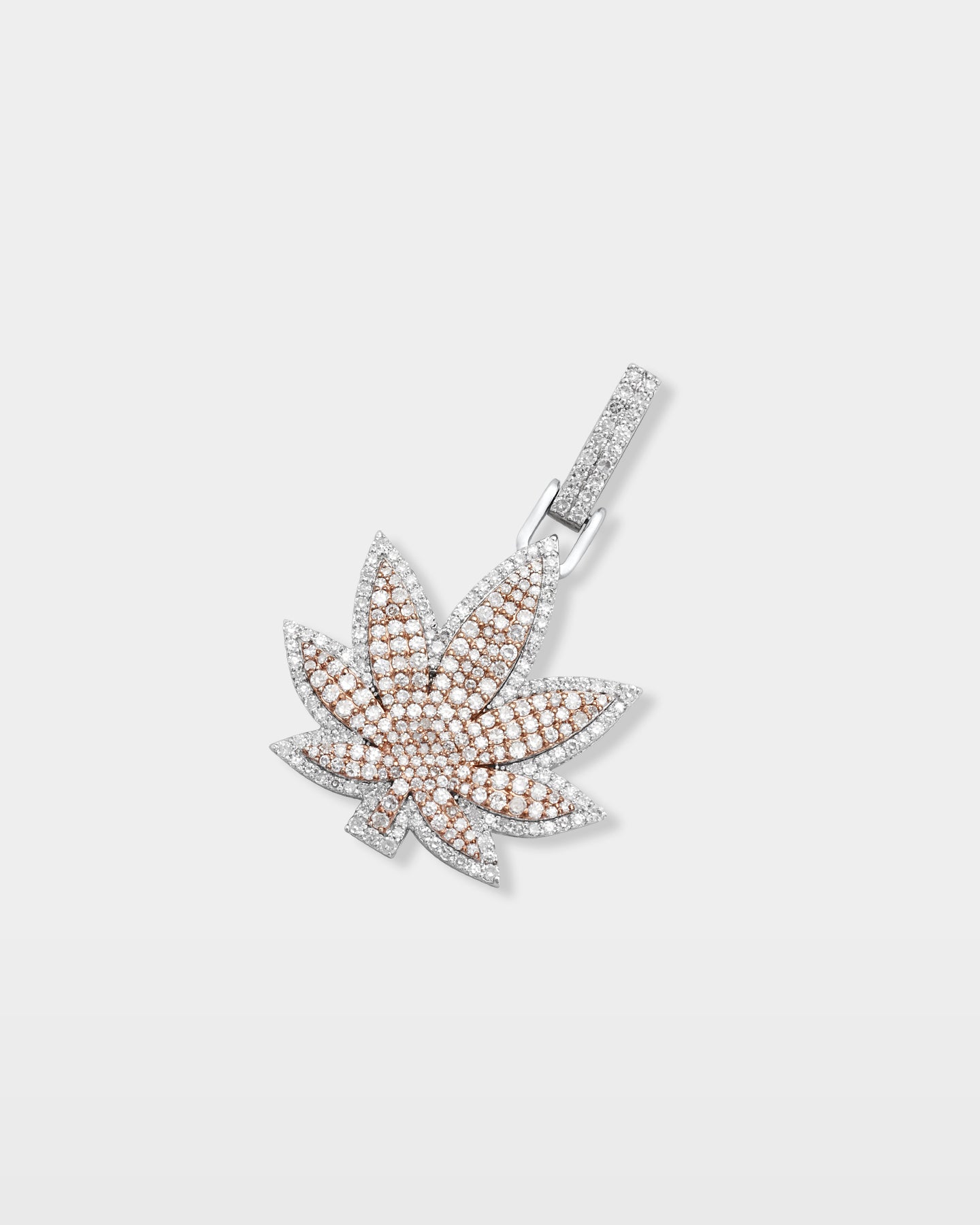 Two Tone Weed Leaf Diamond Pendant | The Ice Champ Diamond Jewelry DFW