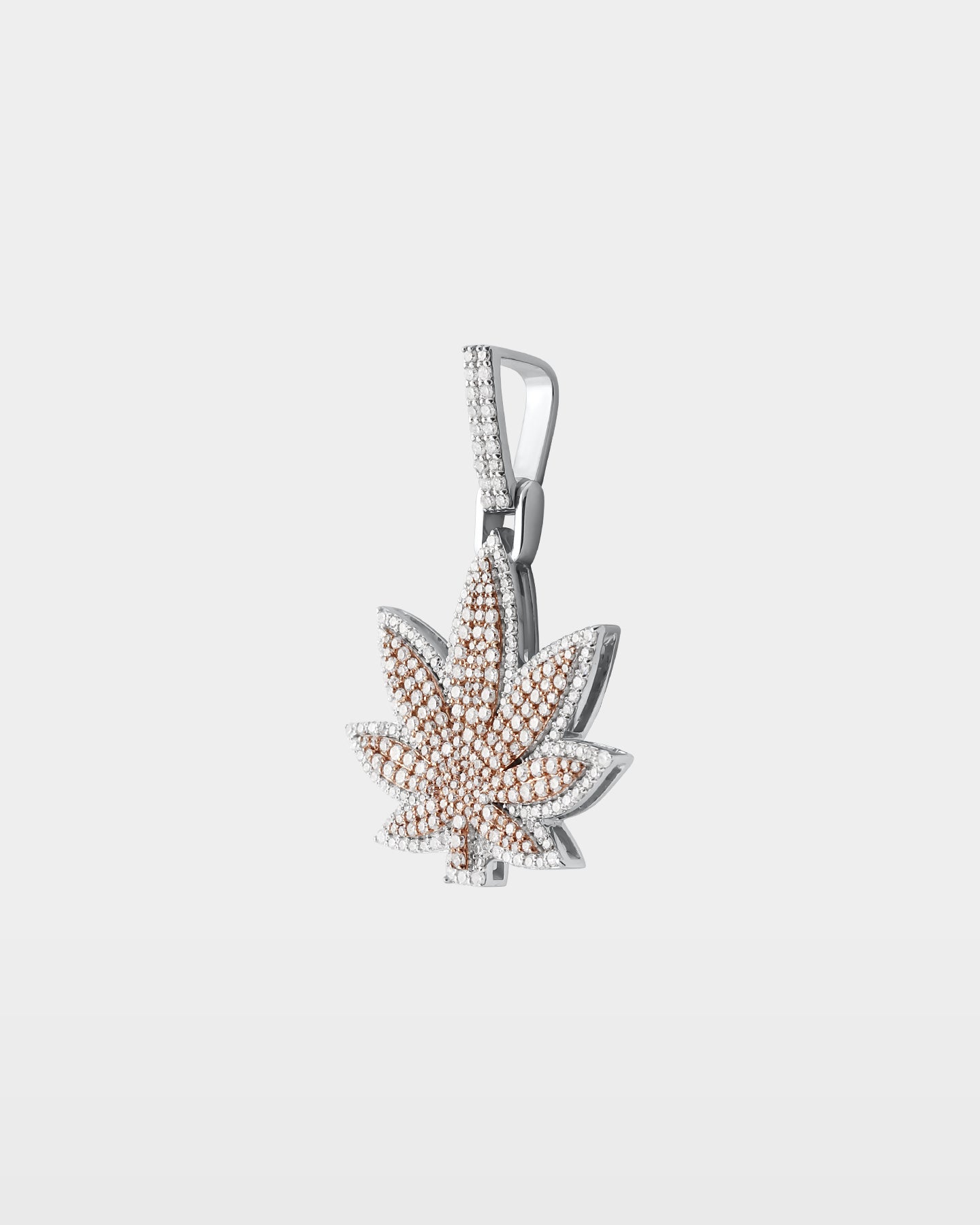 Two Tone Weed Leaf Diamond Pendant | The Ice Champ Diamond Jewelry DFW