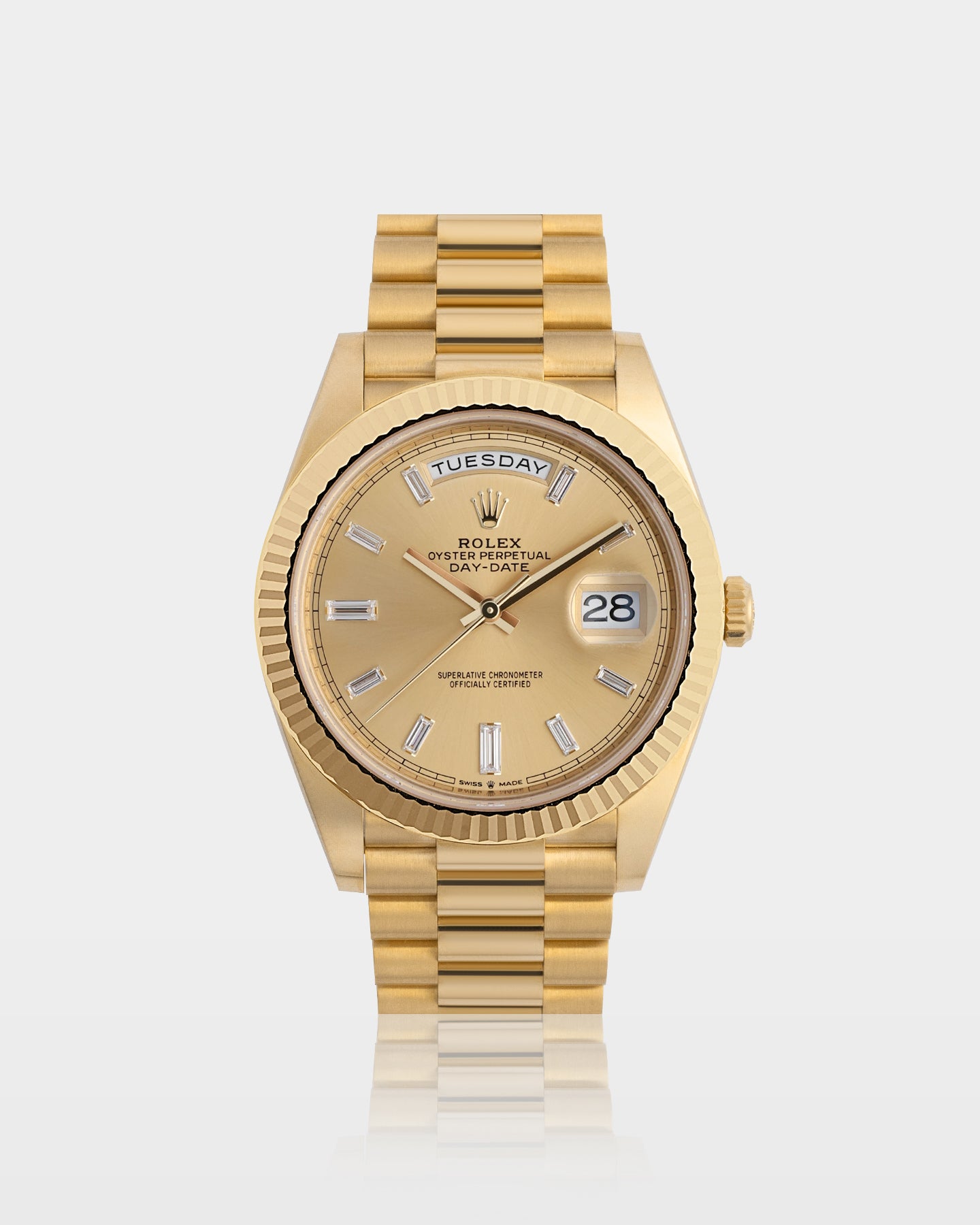 Champagne Diamond Rolex Day-Date 40 228238 | The Ice Champ Texas