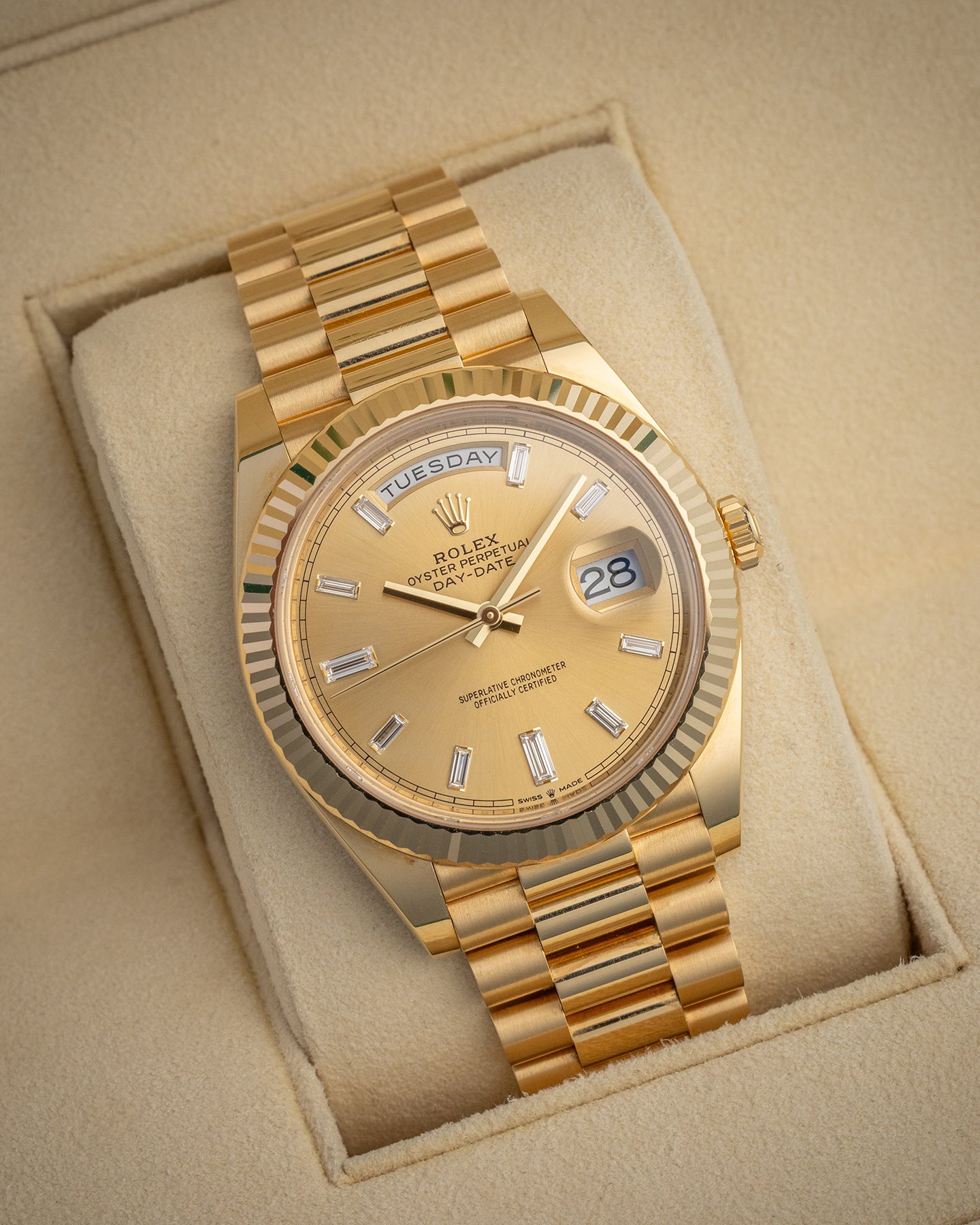 Champagne Diamond Rolex Day-Date 40 228238 | The Ice Champ Texas