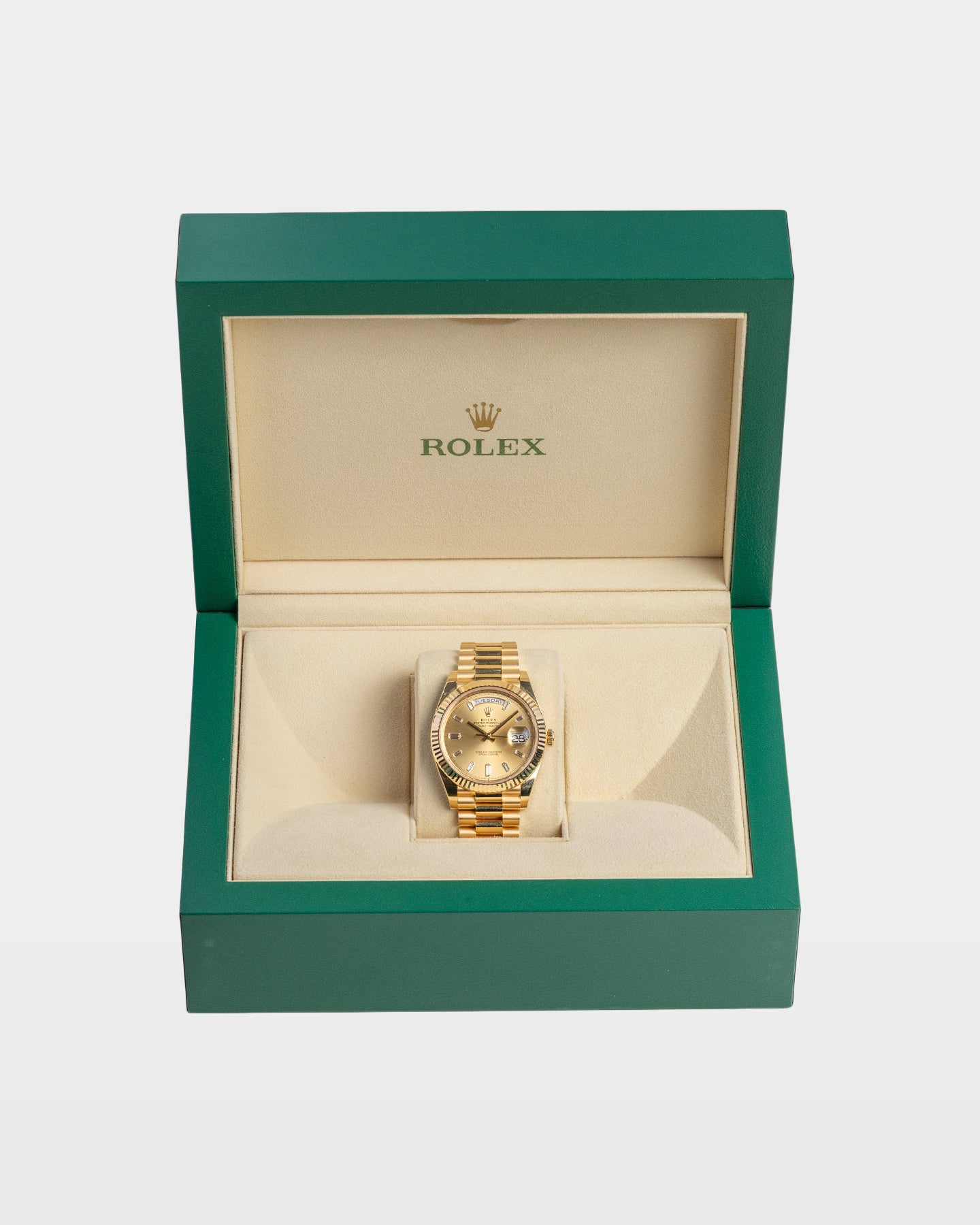 Champagne Diamond Rolex Day-Date 40 228238 | The Ice Champ Texas