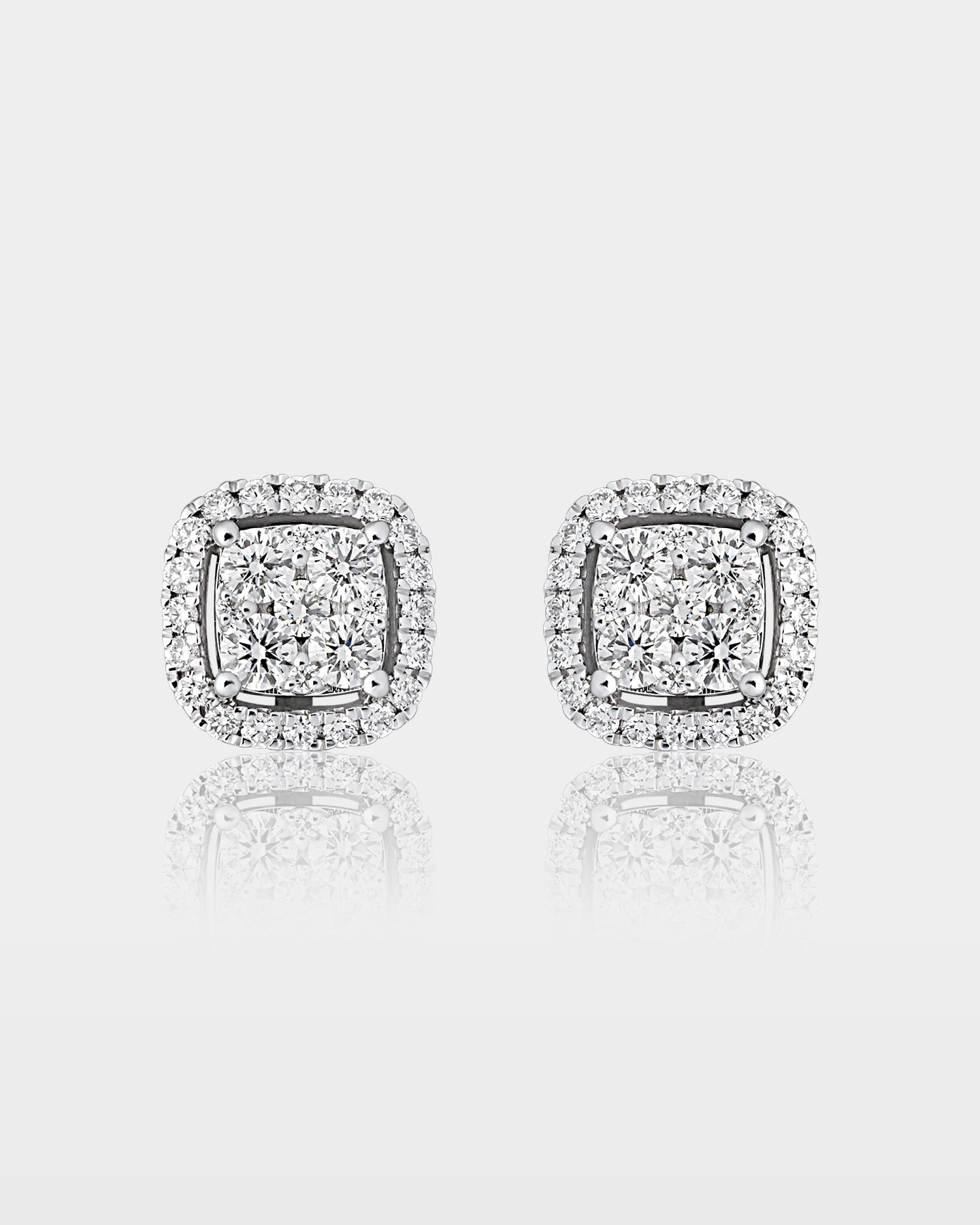 Cushion Halo Diamond Studs | The Ice Champ Dallas, Texas