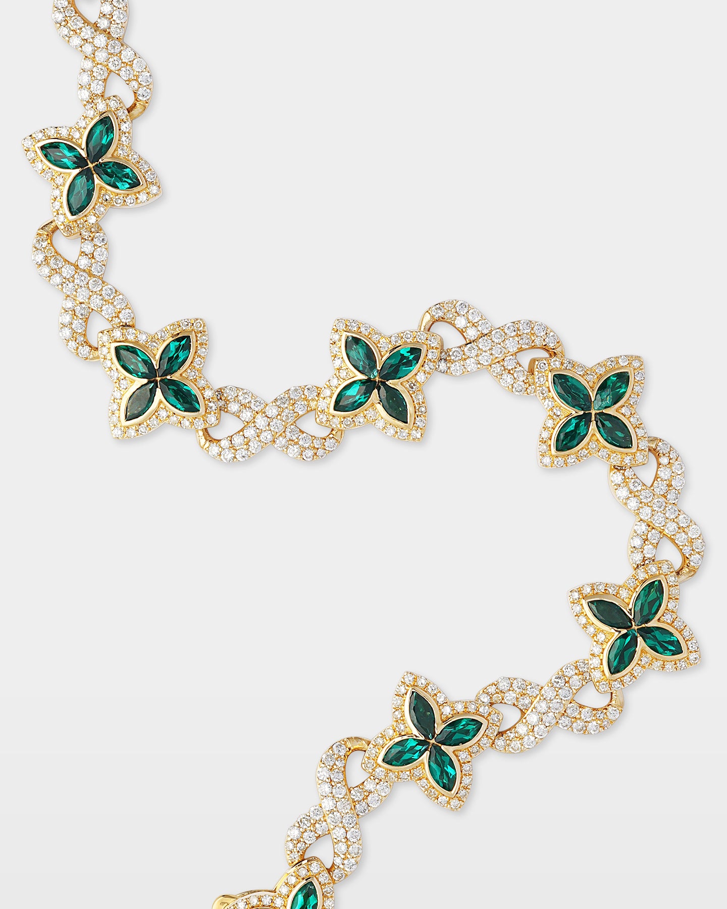 Emerald Clover & Infinity Diamond Link Bracelet | The Ice Champ Dallas