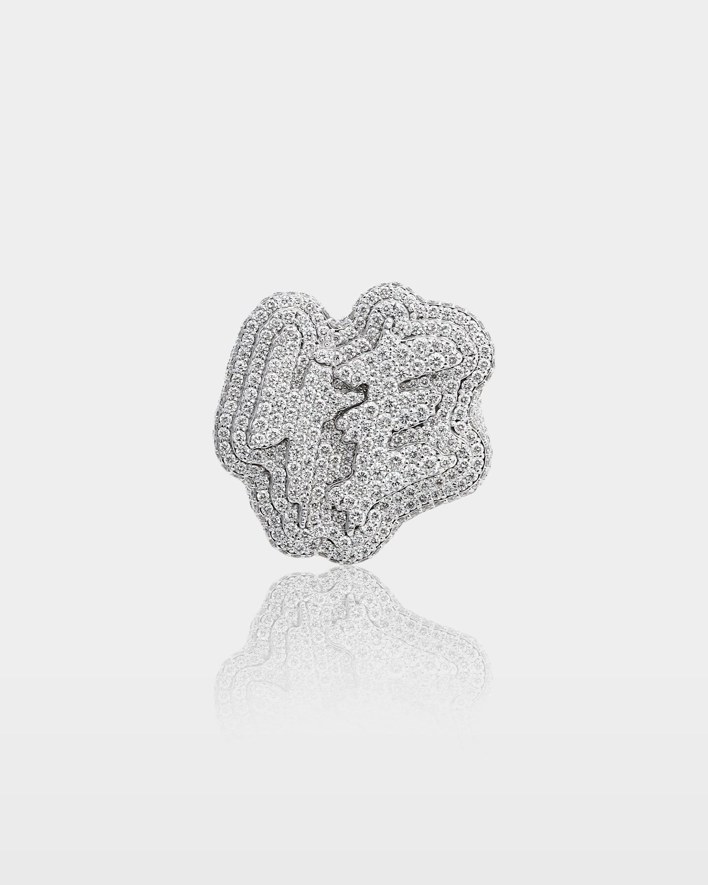 White Gold '4E' Diamond Statement Ring | The Ice Champ Dallas