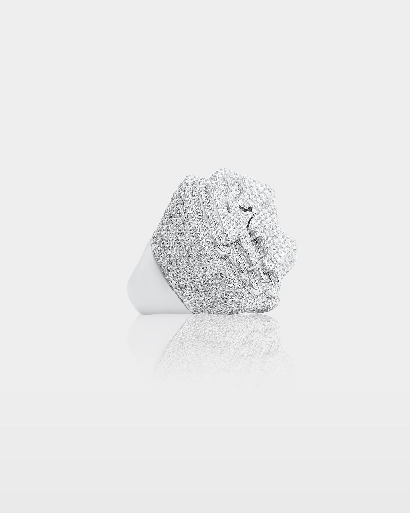 White Gold '4E' Diamond Statement Ring | The Ice Champ Dallas