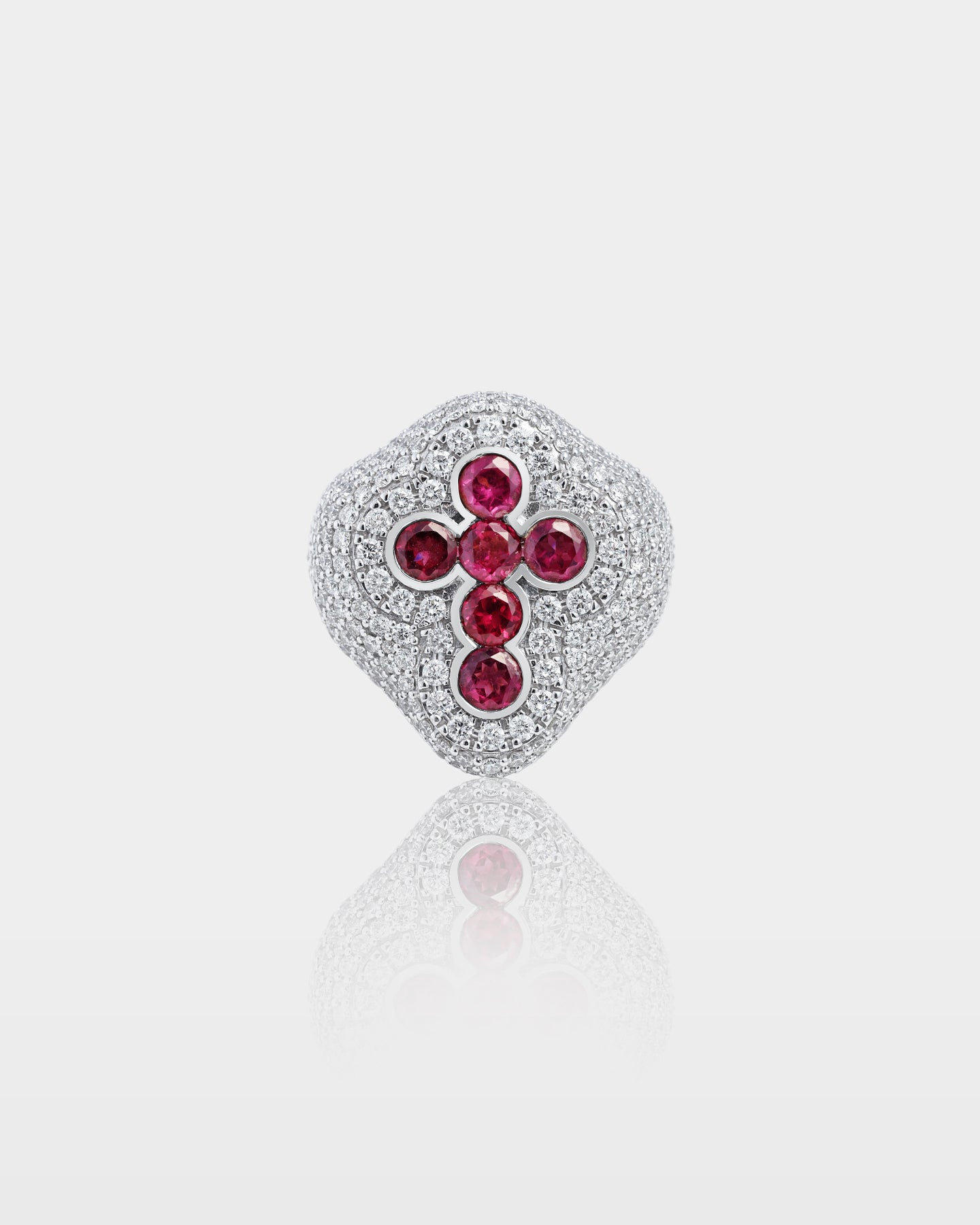 White Gold Amethyst Cross Diamond Signet Ring | The Ice Champ USA
