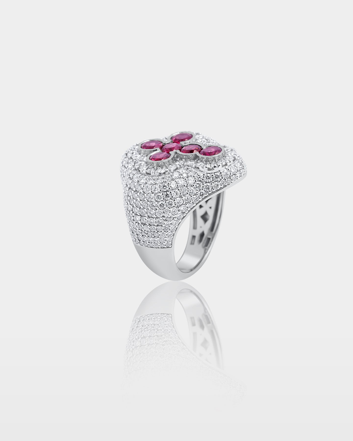 White Gold Amethyst Cross Diamond Signet Ring | The Ice Champ USA