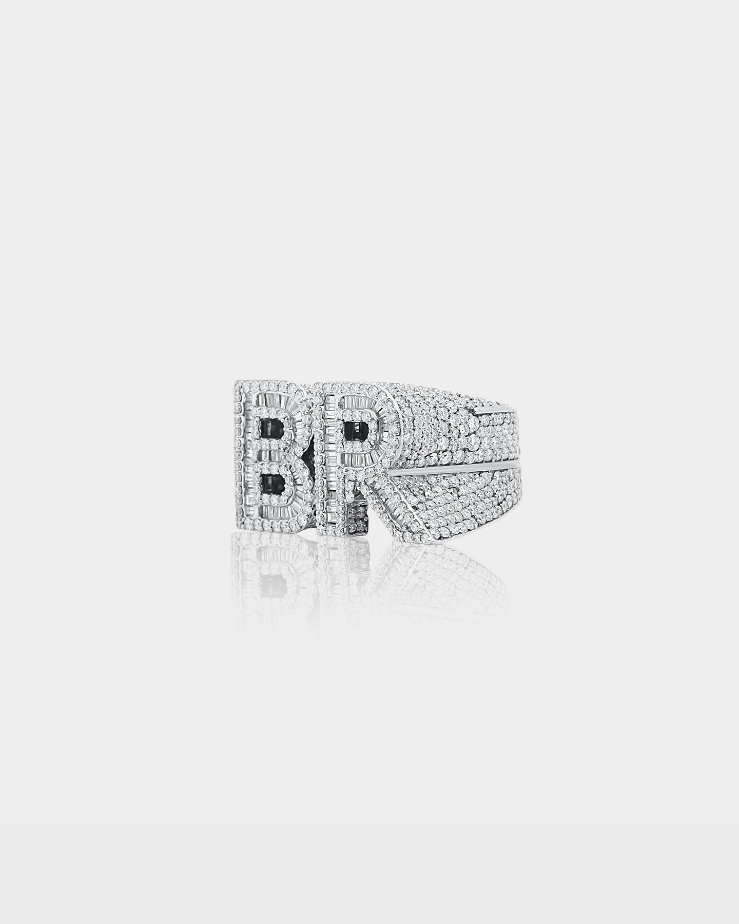 Gold 'BR' Diamond Statement Ring | The Ice Champ Custom Jewelry Dallas