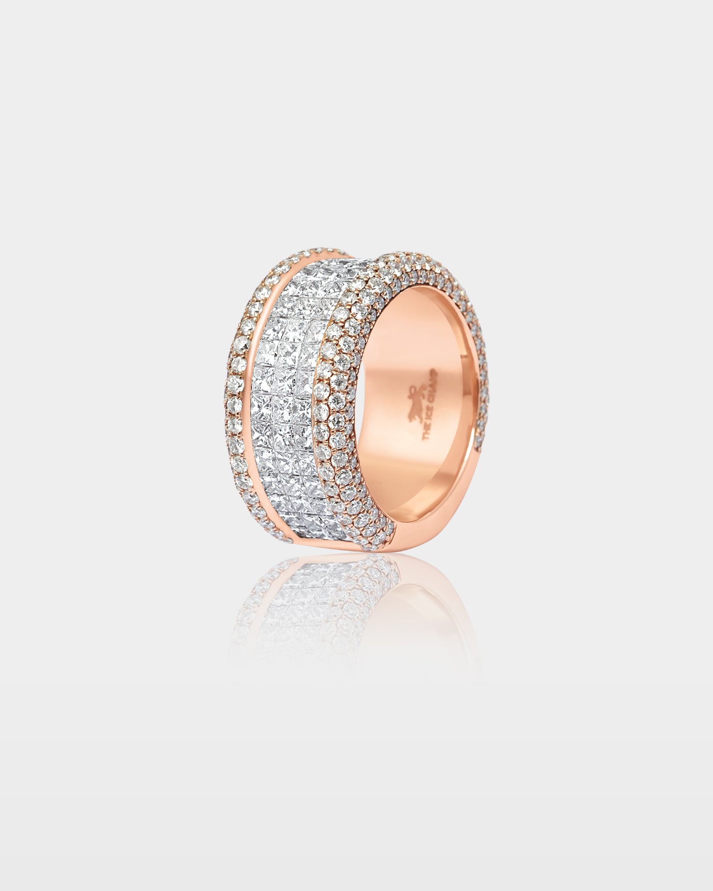 Rose Gold Baguette & Pavé Wide Diamond Band | The Ice Champ Grapevine, TX