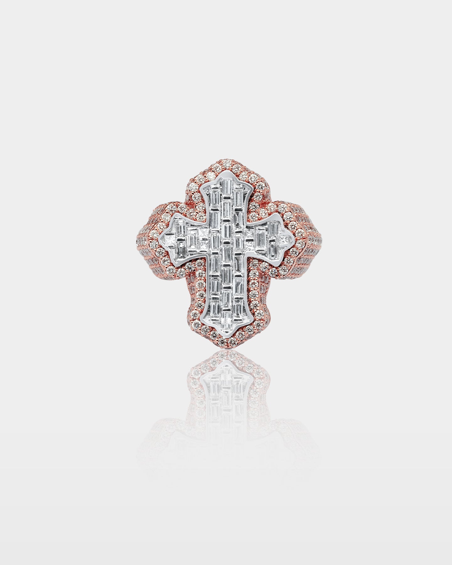 Rose Gold Bold Cross Diamond Ring | The Ice Champ Dallas, Texas
