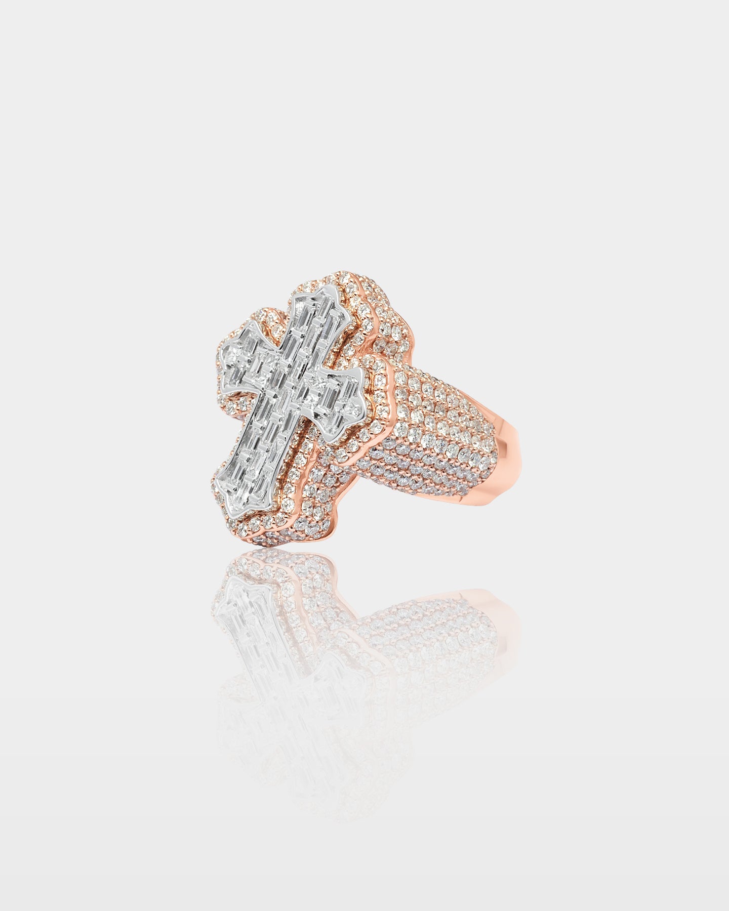 Rose Gold Bold Cross Diamond Ring | The Ice Champ Dallas, Texas