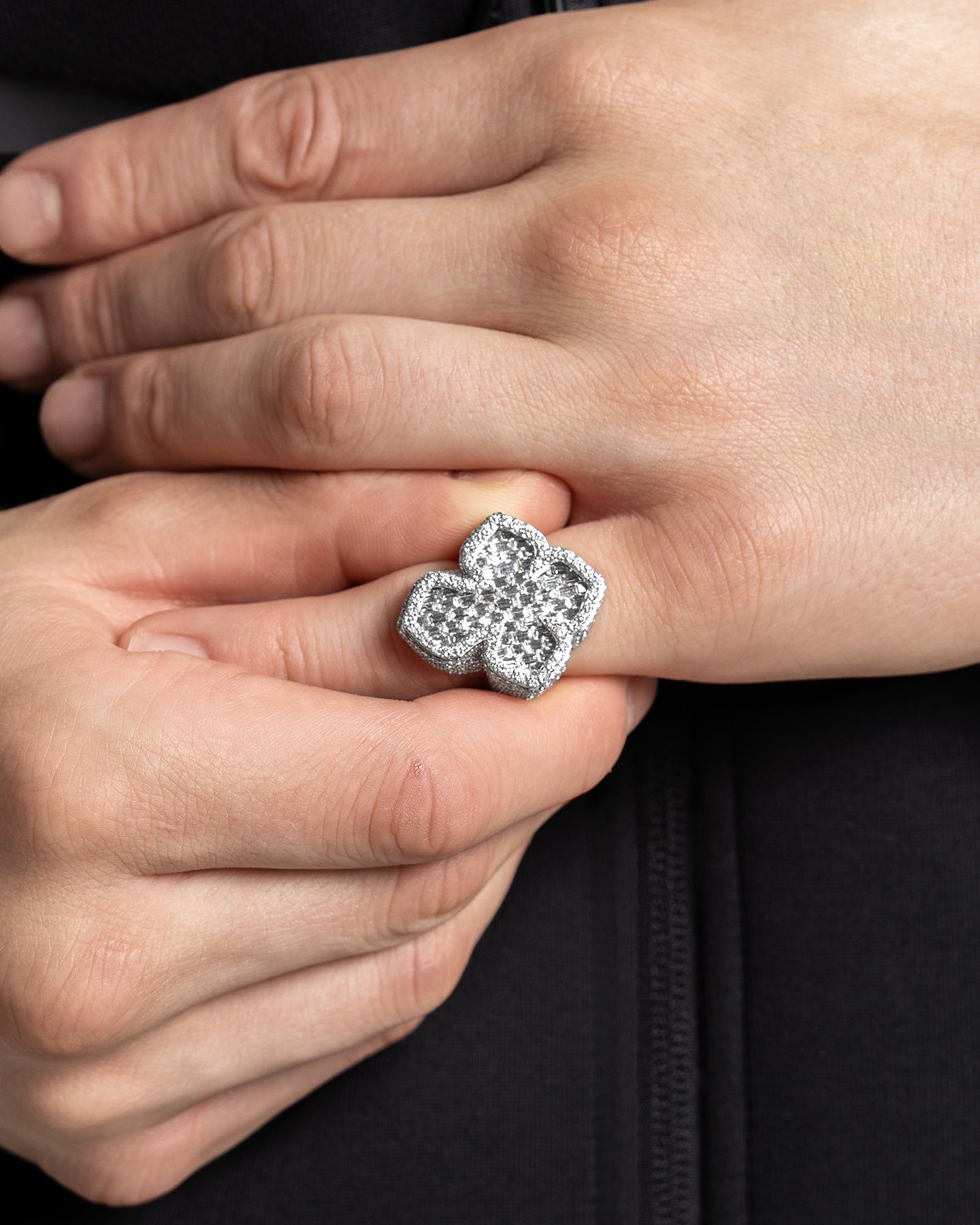 Gold Cross Pavé Natural Diamond Ring | The Ice Champ Grapevine, Texas