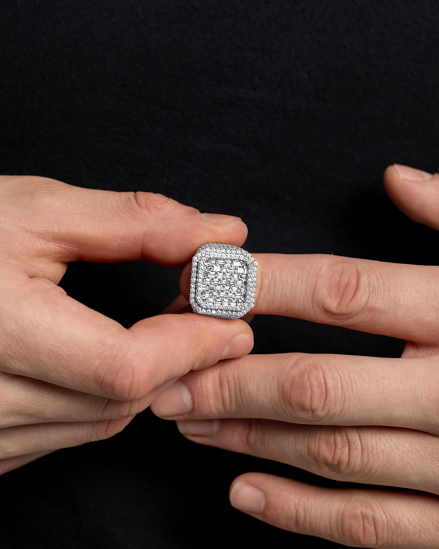 Gold Cushion-Cut Square Face Diamond Ring | The Ice Champ Dallas, Texas