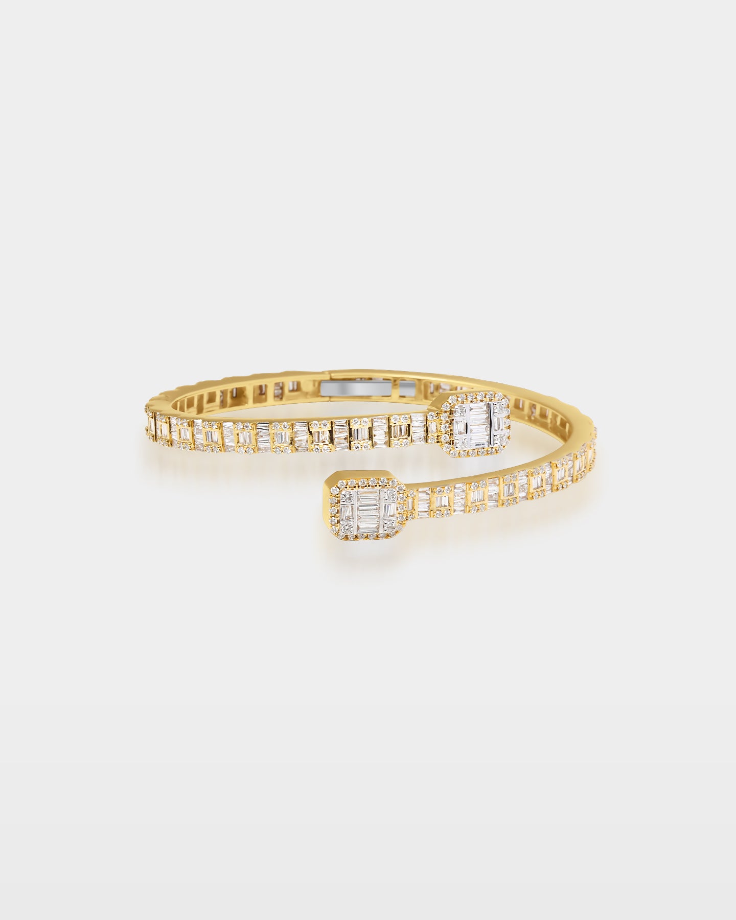 Yellow Gold Cushion Halo Wrap Diamond Bangle | The Ice Champ DFW, Texas