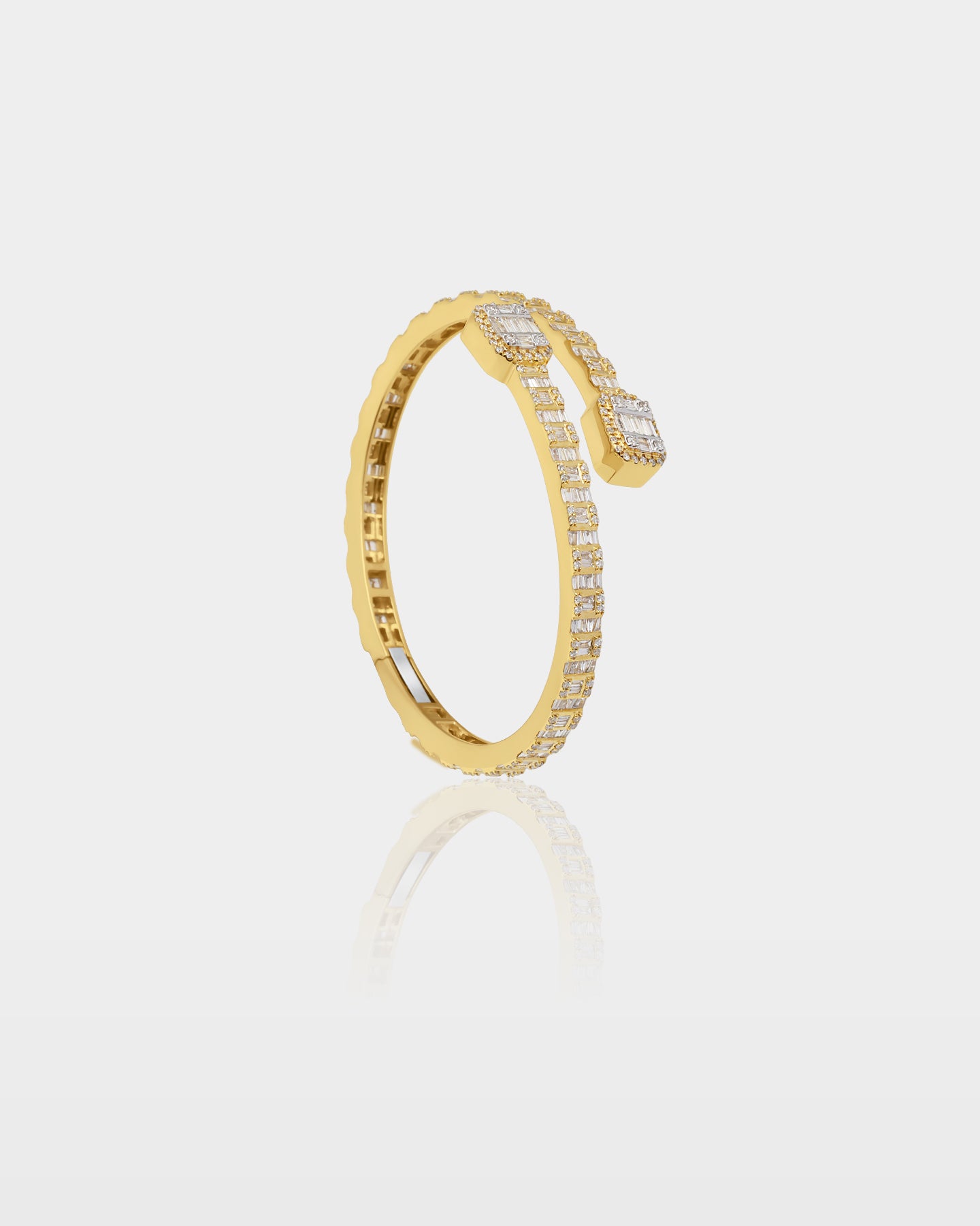Yellow Gold Cushion Halo Wrap Diamond Bangle | The Ice Champ DFW, Texas