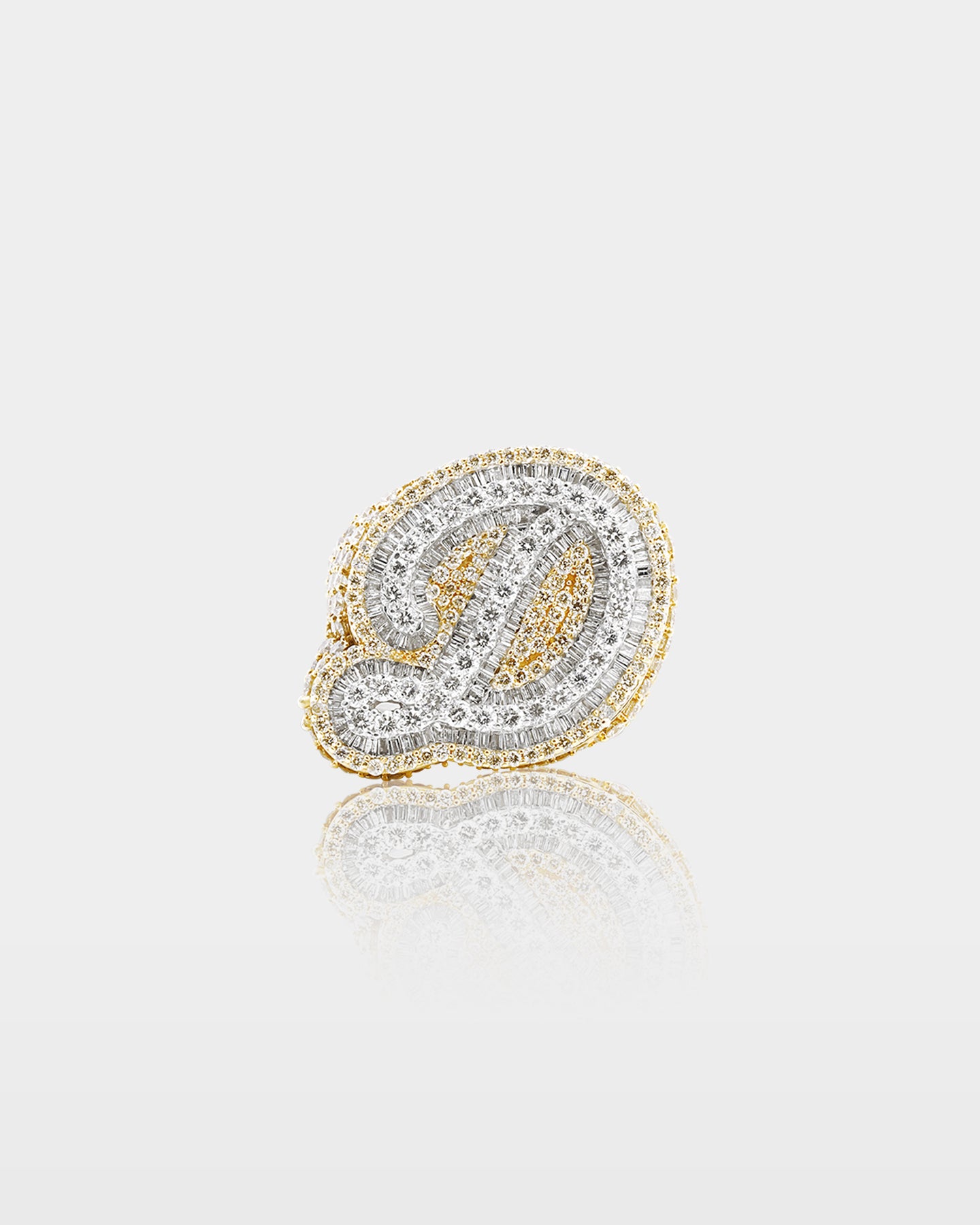 Gold 'D' Letter Diamond Statement Ring | The Ice Champ Icy Jewelry TX