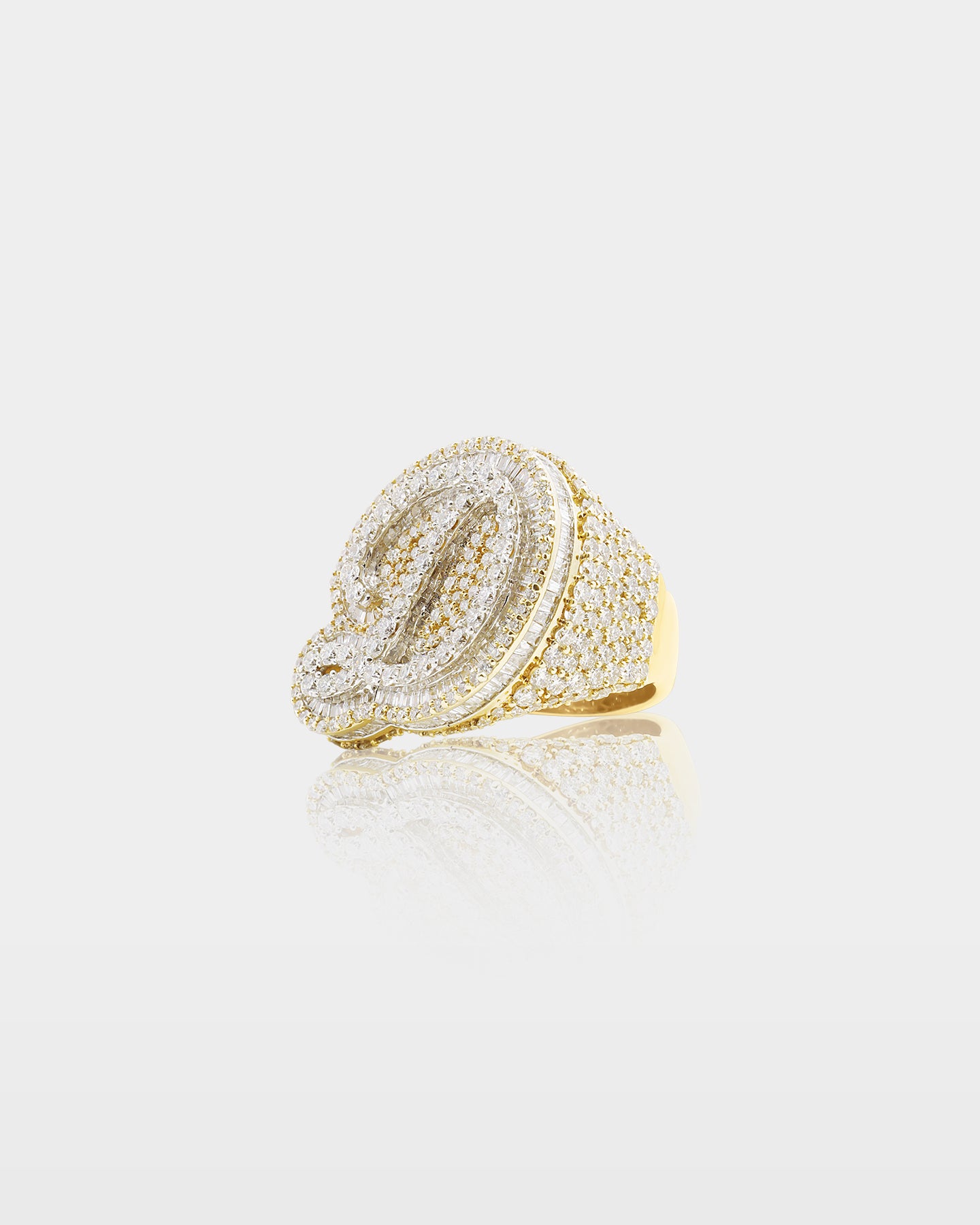 Gold 'D' Letter Diamond Statement Ring | The Ice Champ Icy Jewelry TX