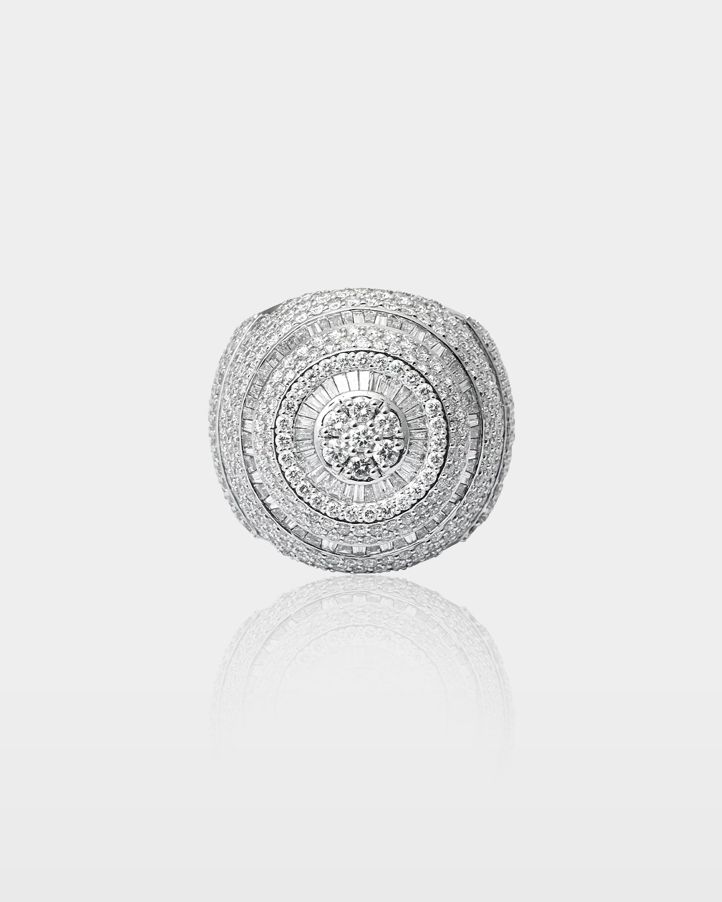 Gold Dome Round and Baguette Diamond Tower Ring | The Ice Champ Dallas, TX