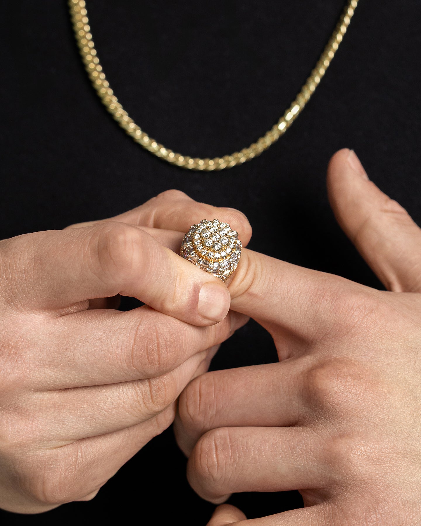 Gold Dome Round & Baguette Diamond Ring | The Ice Champ Grapevine, Texas