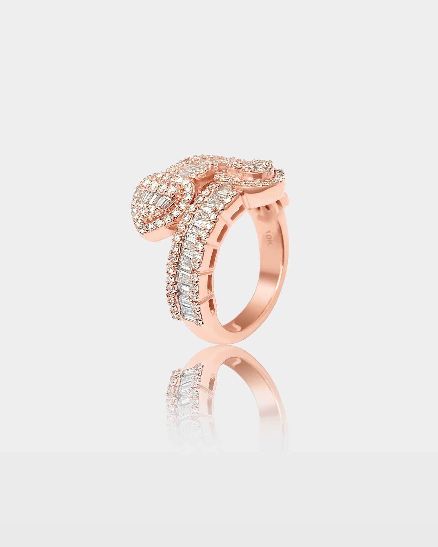 Rose Gold Double-Heart Wide Diamond Wrap Ring | The Ice Champ Grapevine, TX