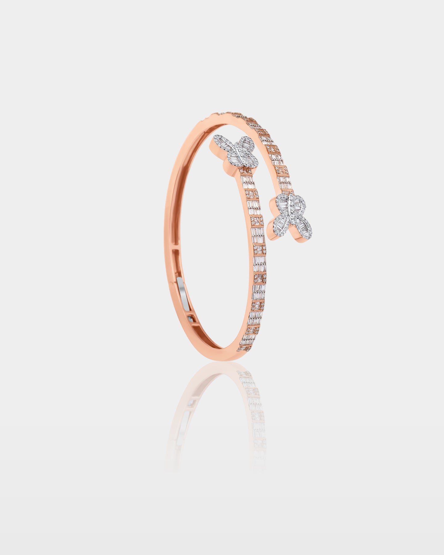 Rose Gold Double Butterfly Wrap Diamond Bangle | The Ice Champ DFW, Texas