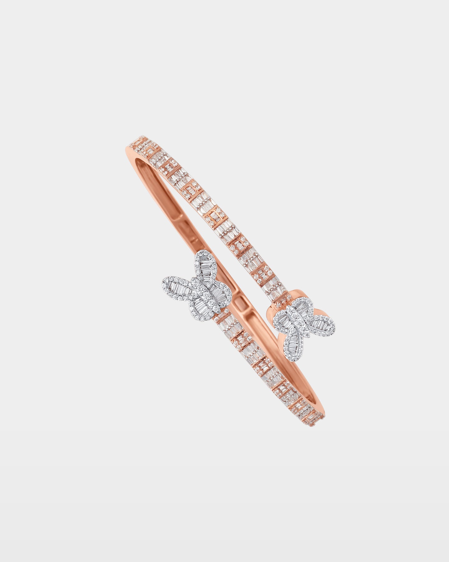 Rose Gold Double Butterfly Wrap Diamond Bangle | The Ice Champ DFW, Texas