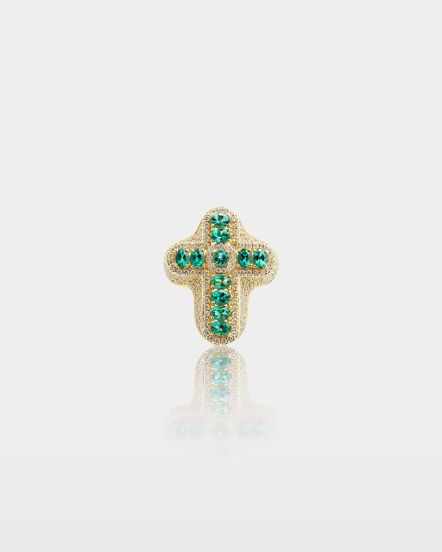 Gold Emerald Cross Diamond Signet Ring | The Ice Champ Mens Jewelry Dallas