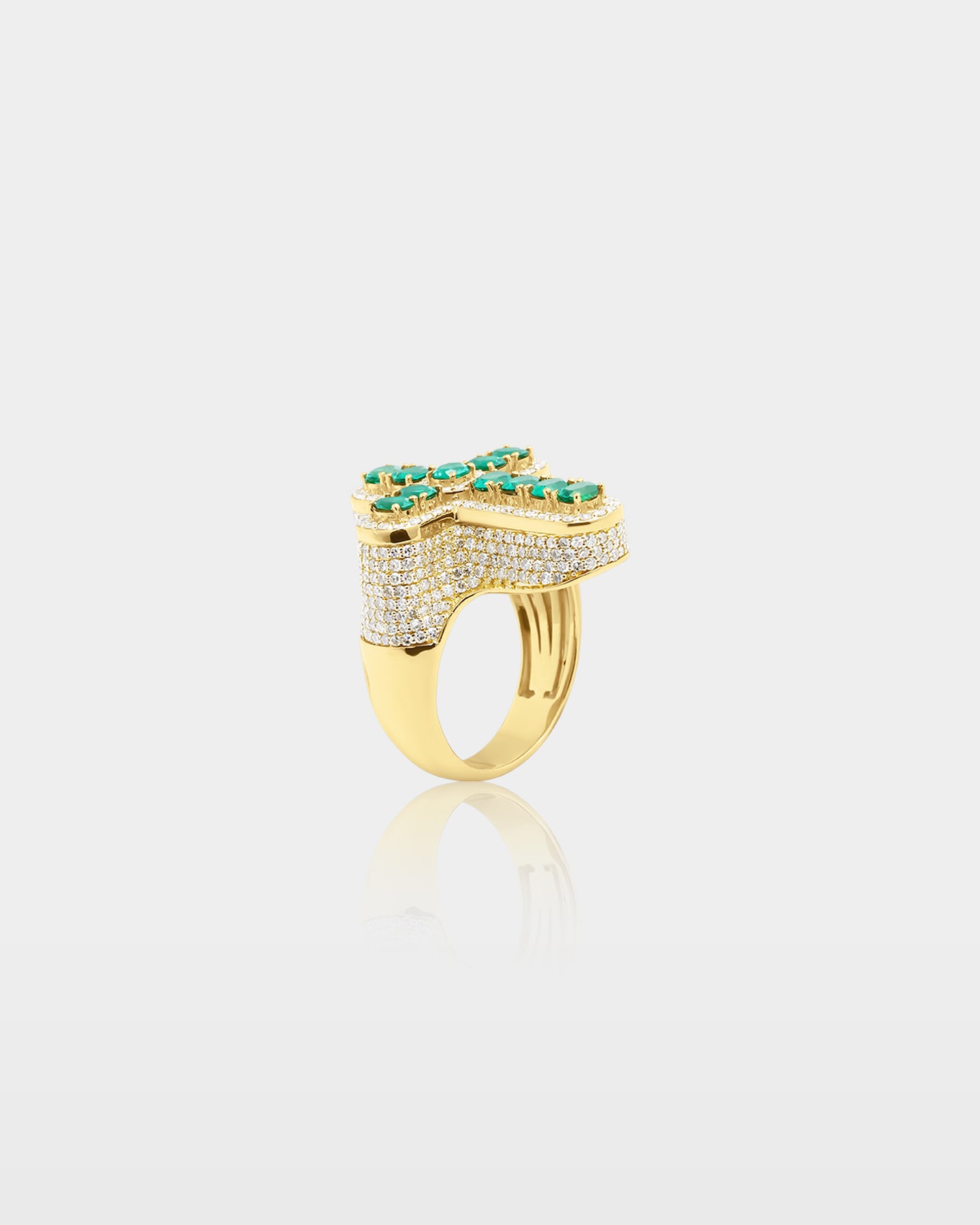 Gold Emerald Cross Diamond Signet Ring | The Ice Champ Mens Jewelry Dallas