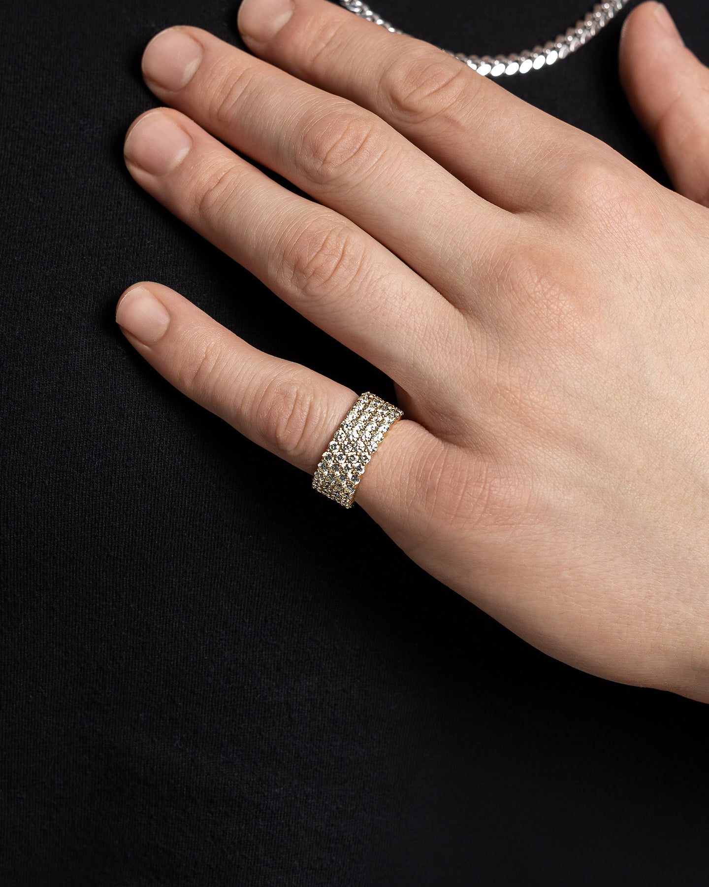 Yellow Gold Multi-Row Diamond Eternity Band | The Ice Champ Dallas, Texas