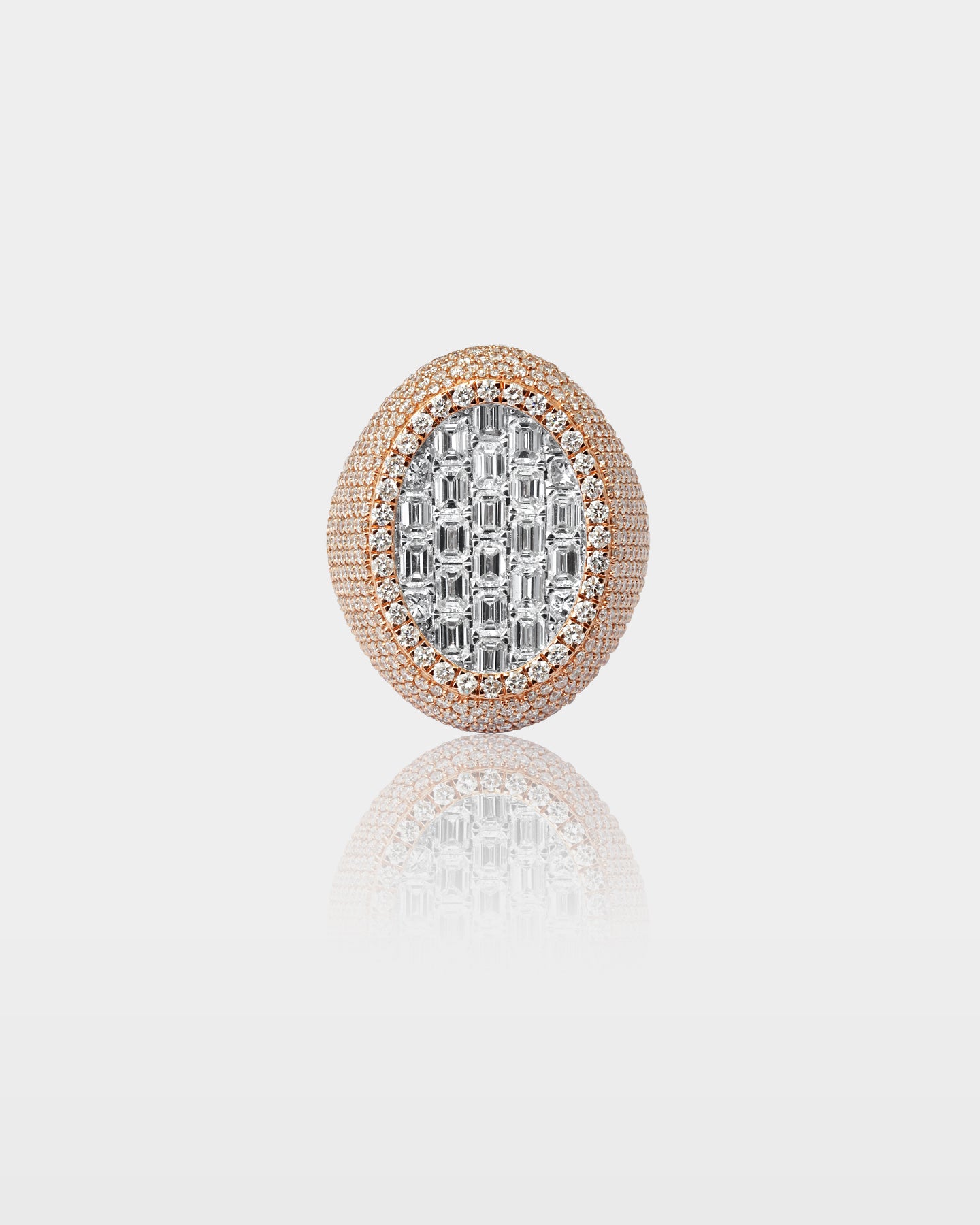 Rose & White Gold Oval Pavé Diamond Ring | The Ice Champ Dallas, Texas