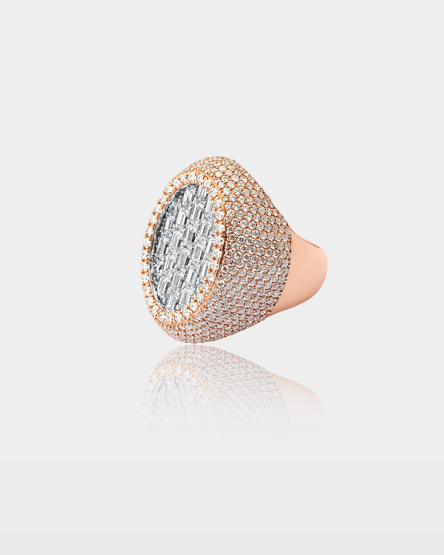 Rose & White Gold Oval Pavé Diamond Ring | The Ice Champ Dallas, Texas